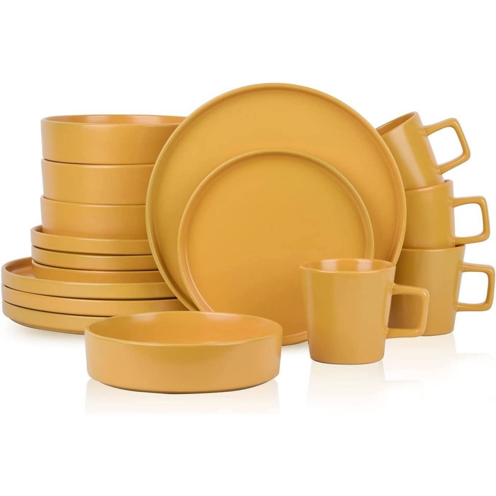 Set Vajilla Porcelana Cleo Redonde 16 Piezas Amarillo