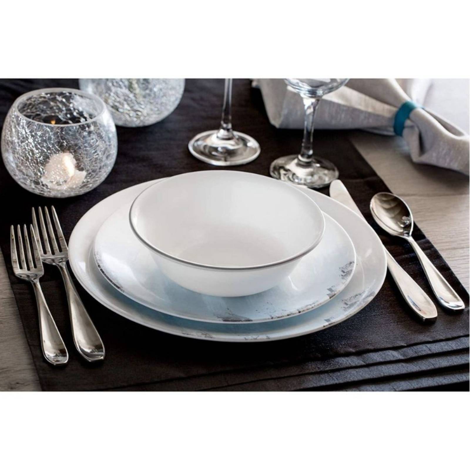 Set Vajilla Corelle Tranquil Reflections 12 Piezas Blanco