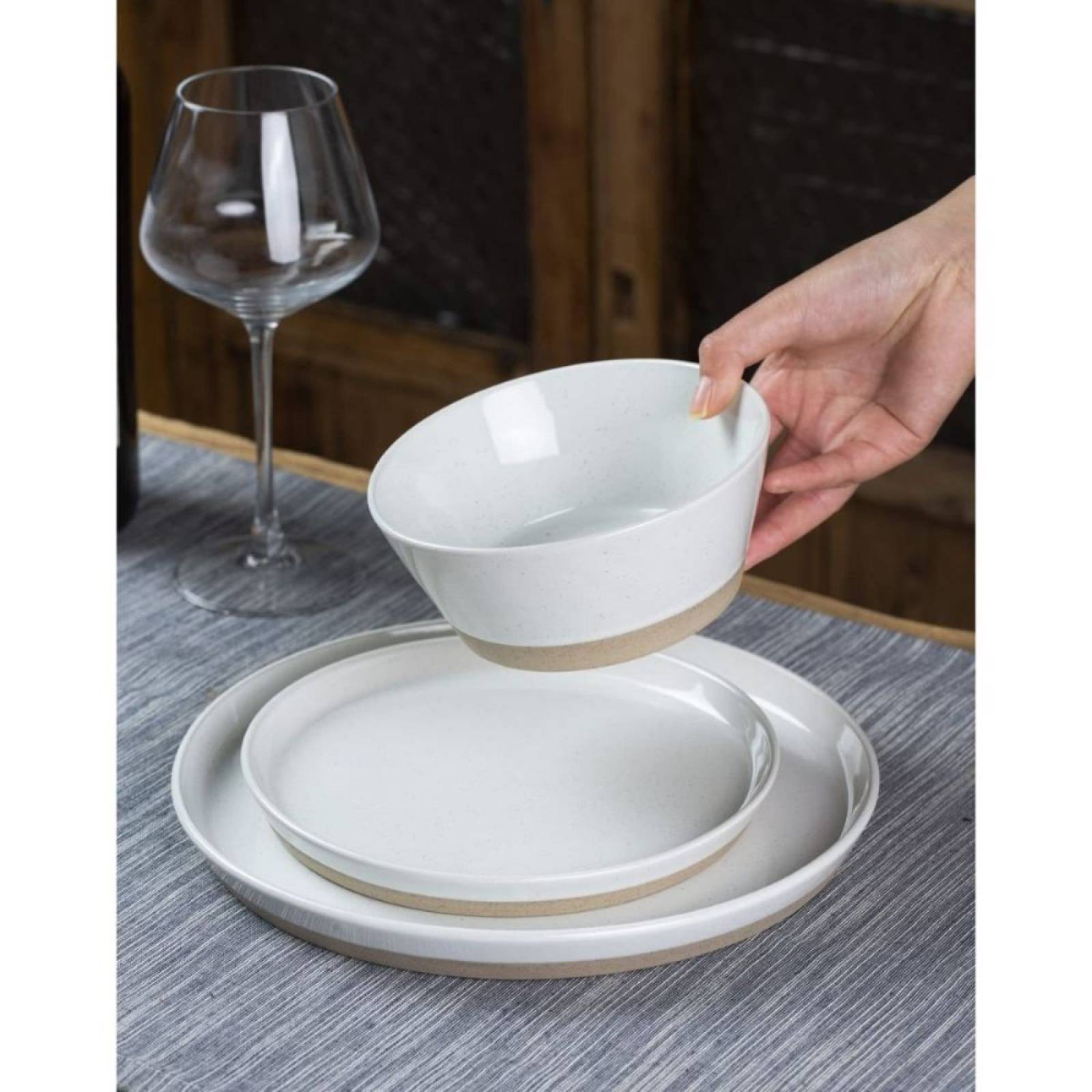 Set Vajilla Famiware Saturn 12 Piezas Blanco