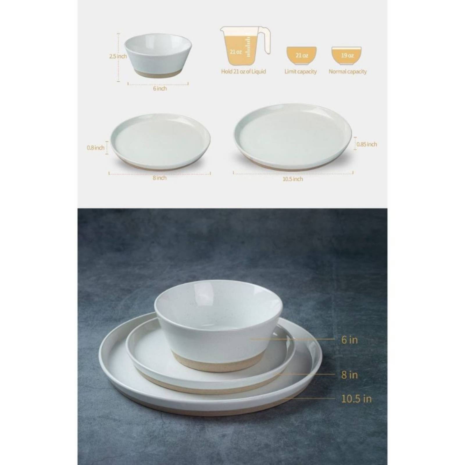 Set Vajilla Famiware Saturn 12 Piezas Blanco