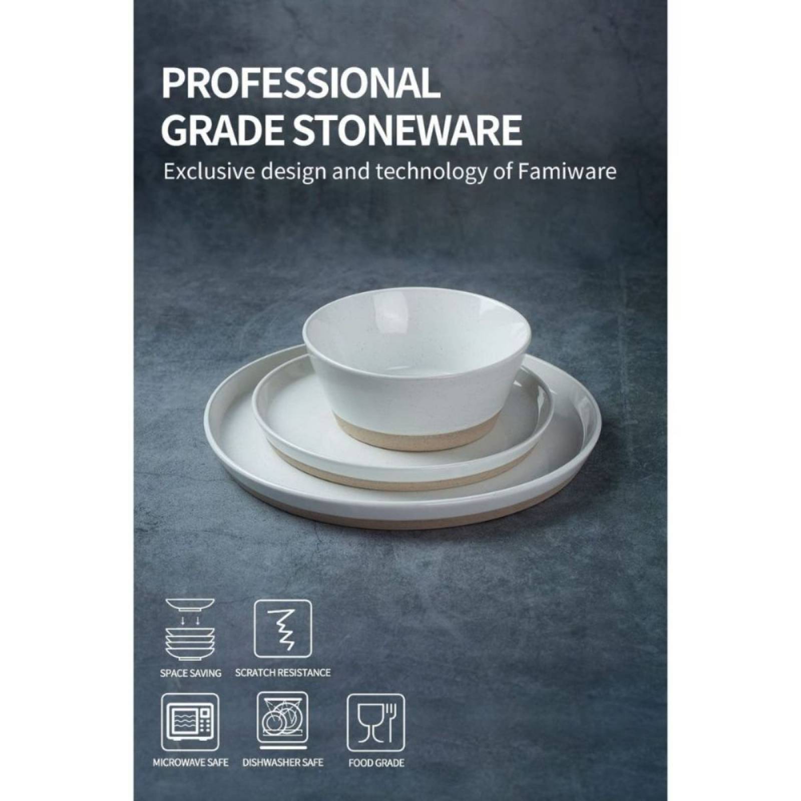 Set Vajilla Famiware Saturn 12 Piezas Blanco