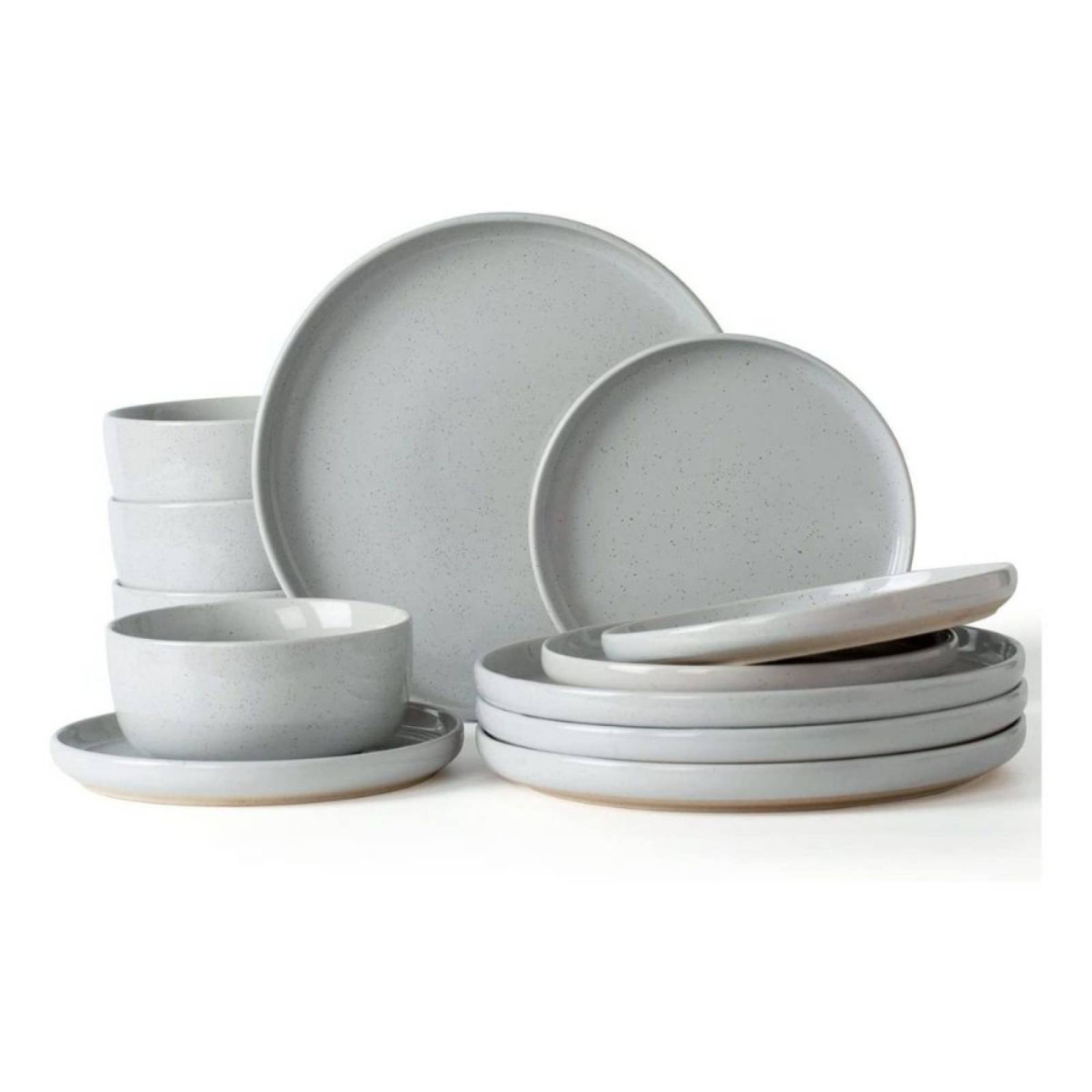 Set Vajilla Famiware 12 Piezas Gris Claro
