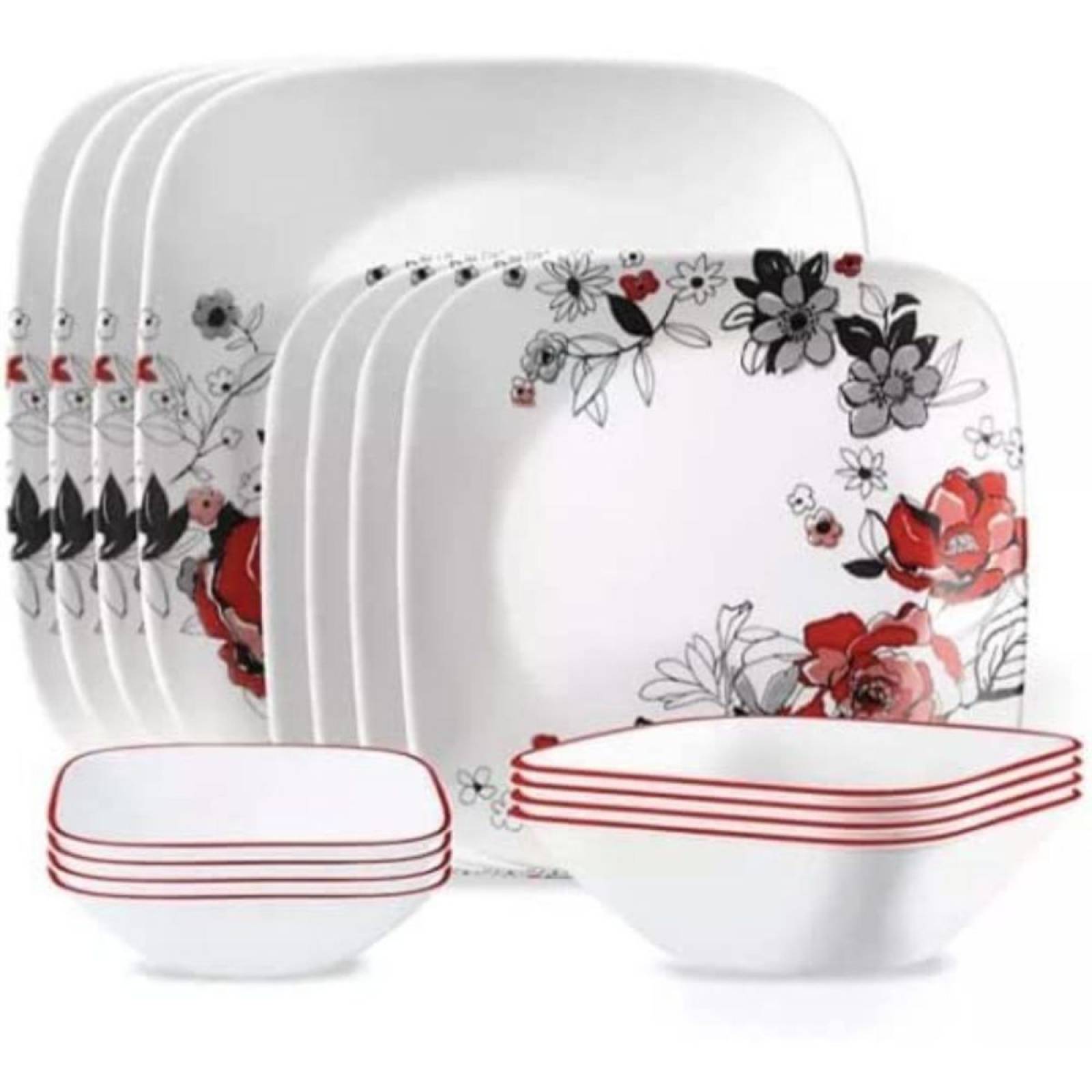 Set Vajilla Chelsea Rose Corelle Rosa 16pz