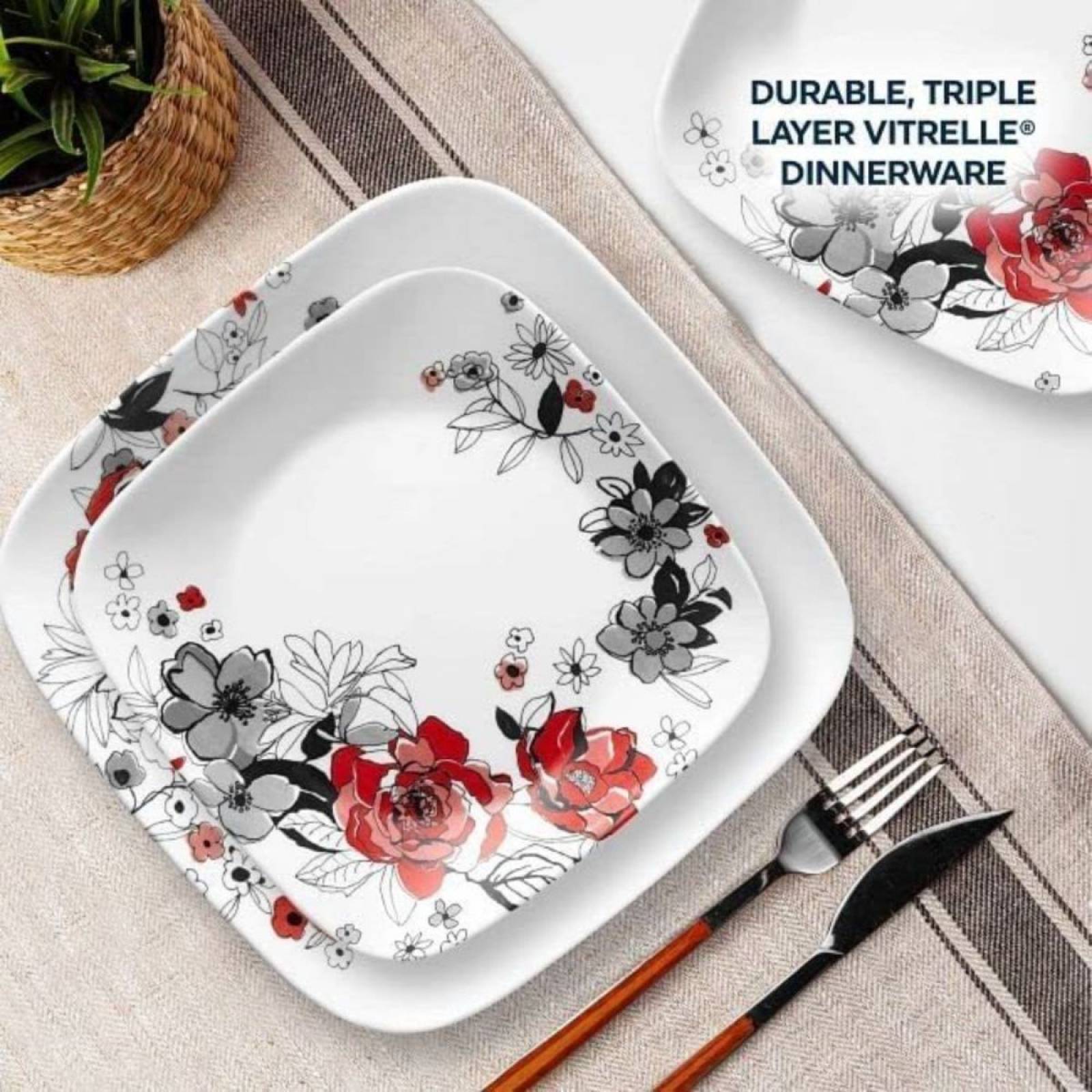Set Vajilla Chelsea Rose Corelle Rosa 16pz