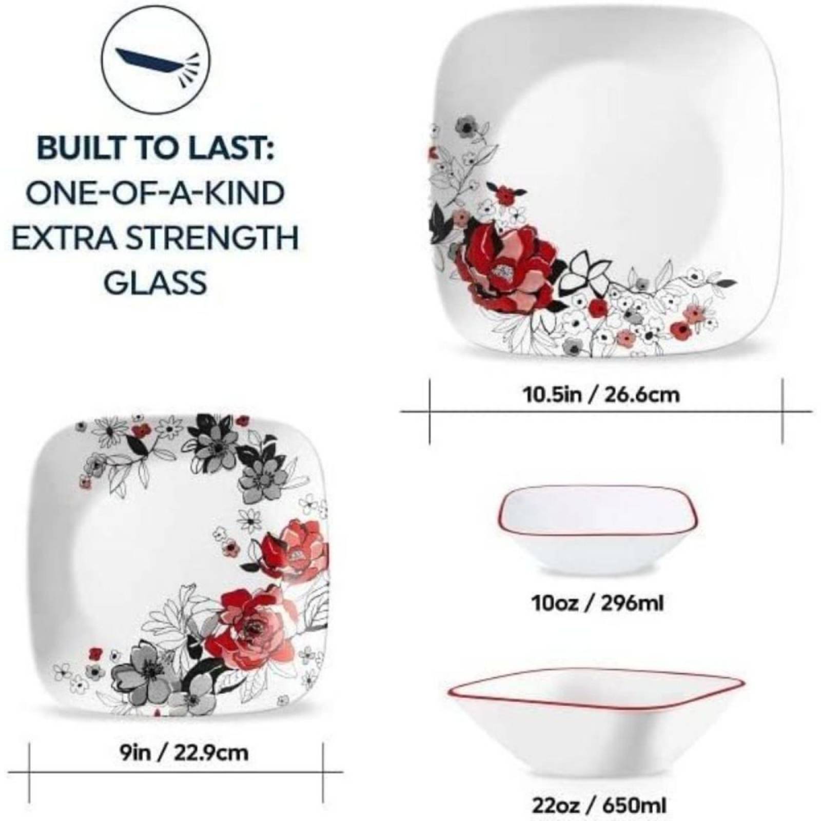 Set Vajilla Chelsea Rose Corelle Rosa 16pz