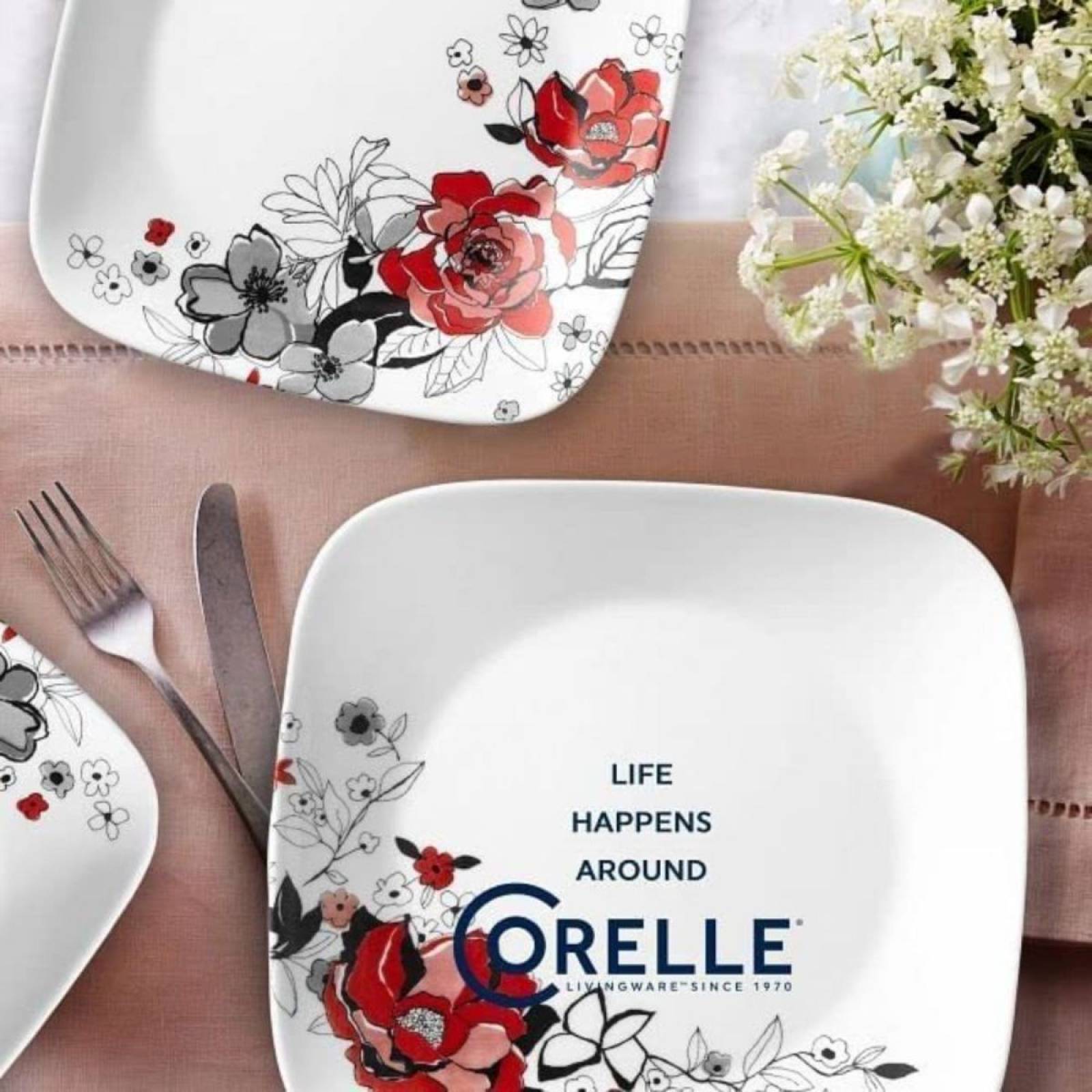 Set Vajilla Chelsea Rose Corelle Rosa 16pz