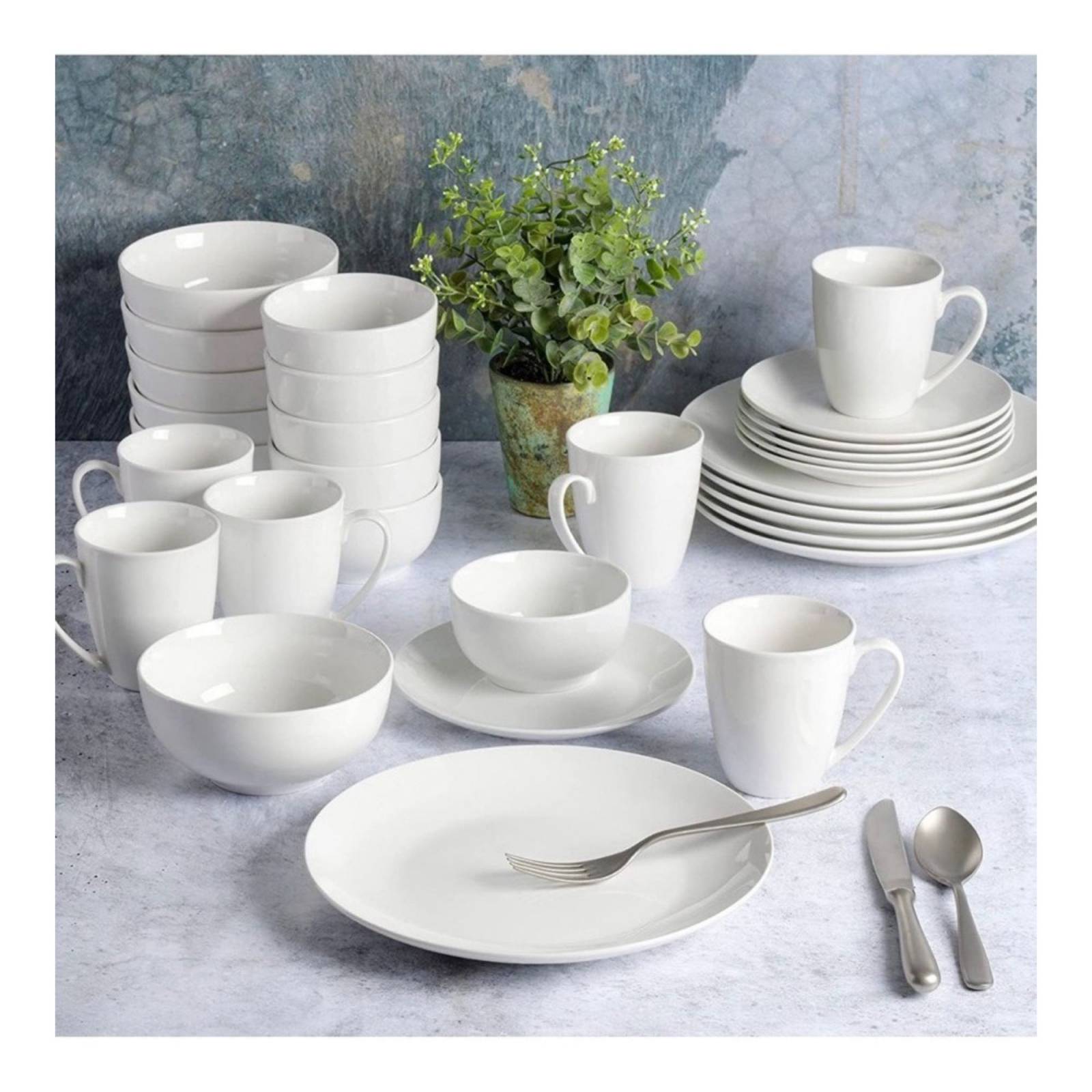 Juego De Vajilla Porcelana Blanco 30 Piezas Gibson Zen
