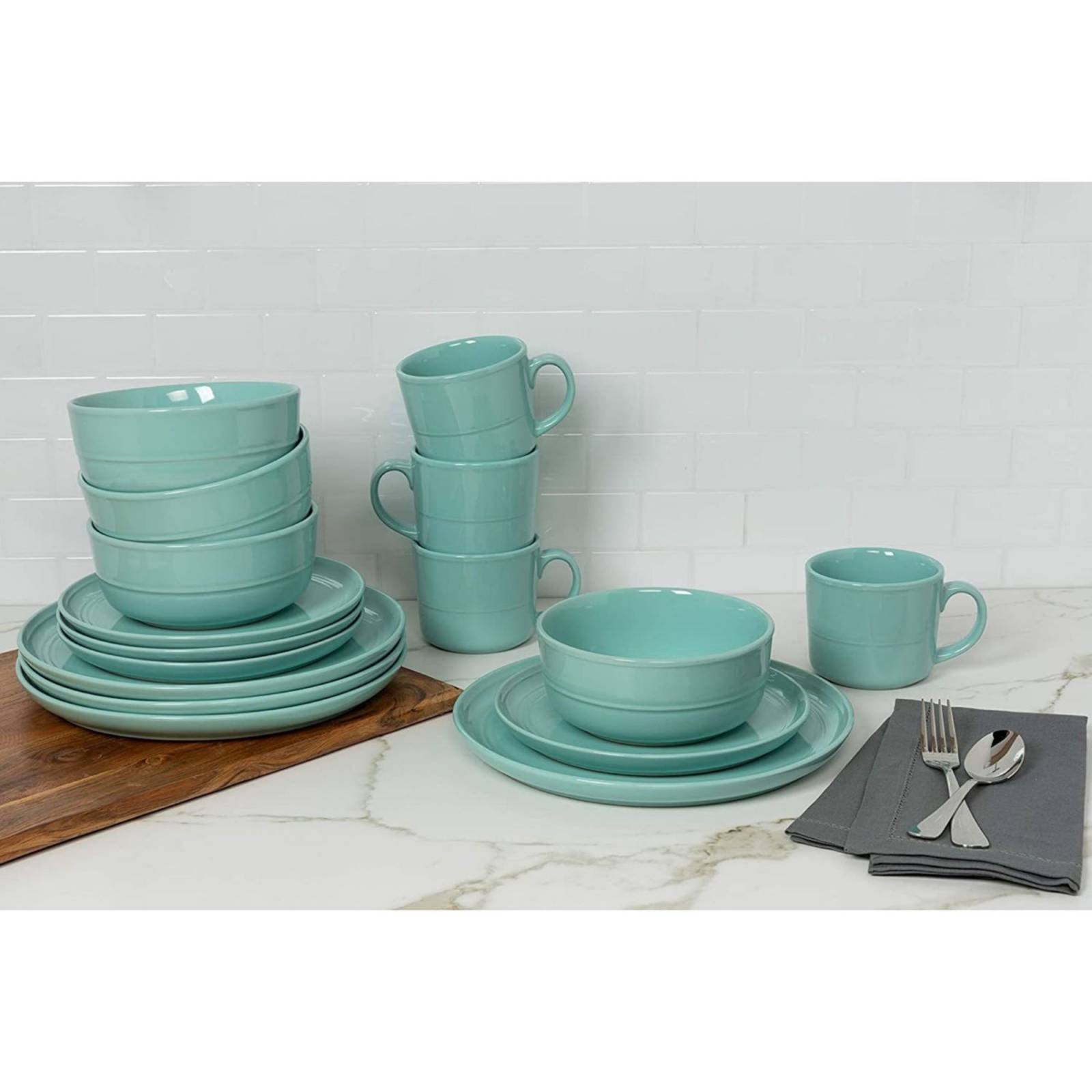 Set Vajilla Cerámica Seafoam 10 Strawberry St. 16 Piezas