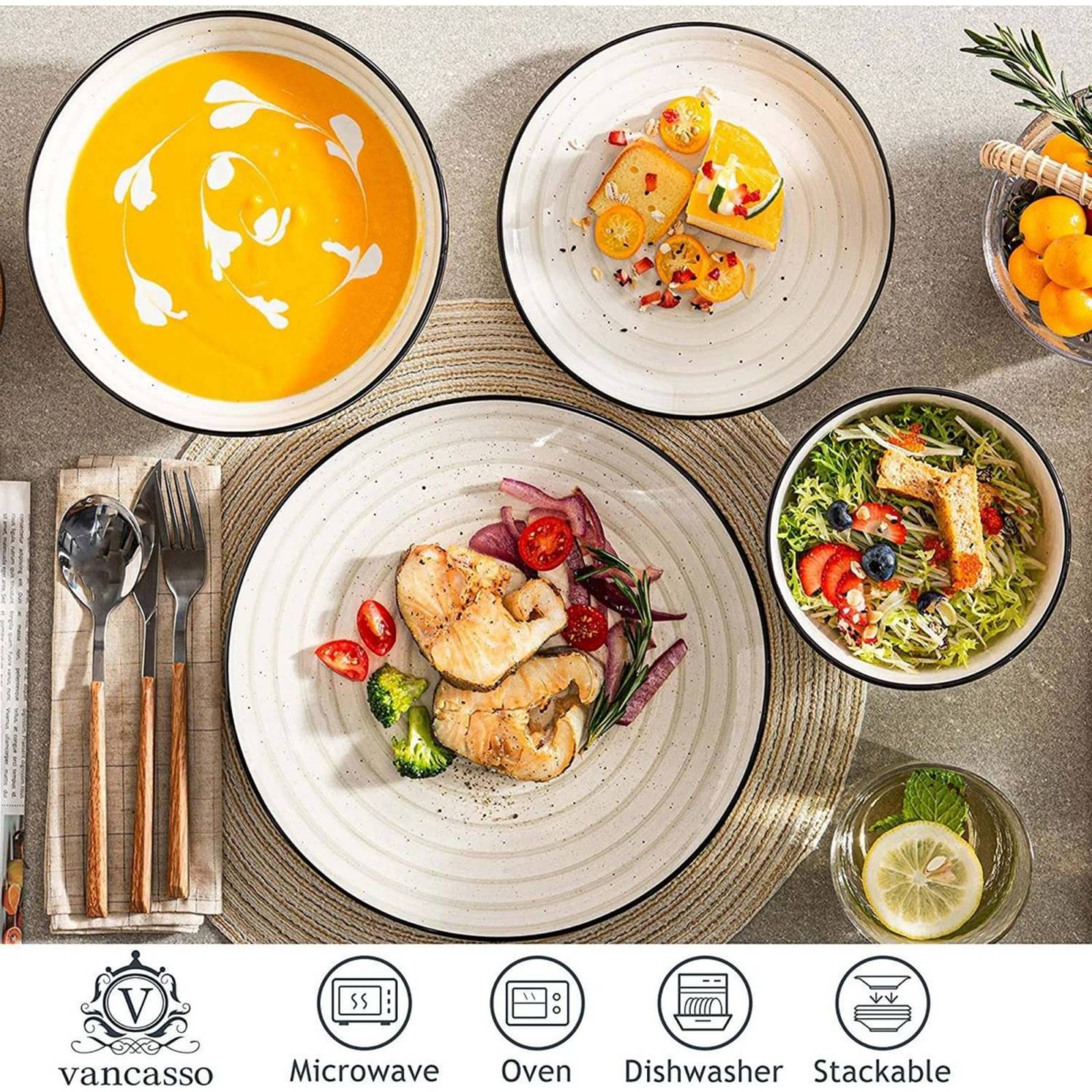 Set Vajilla Vancasso Socina 24 Piezas Beige