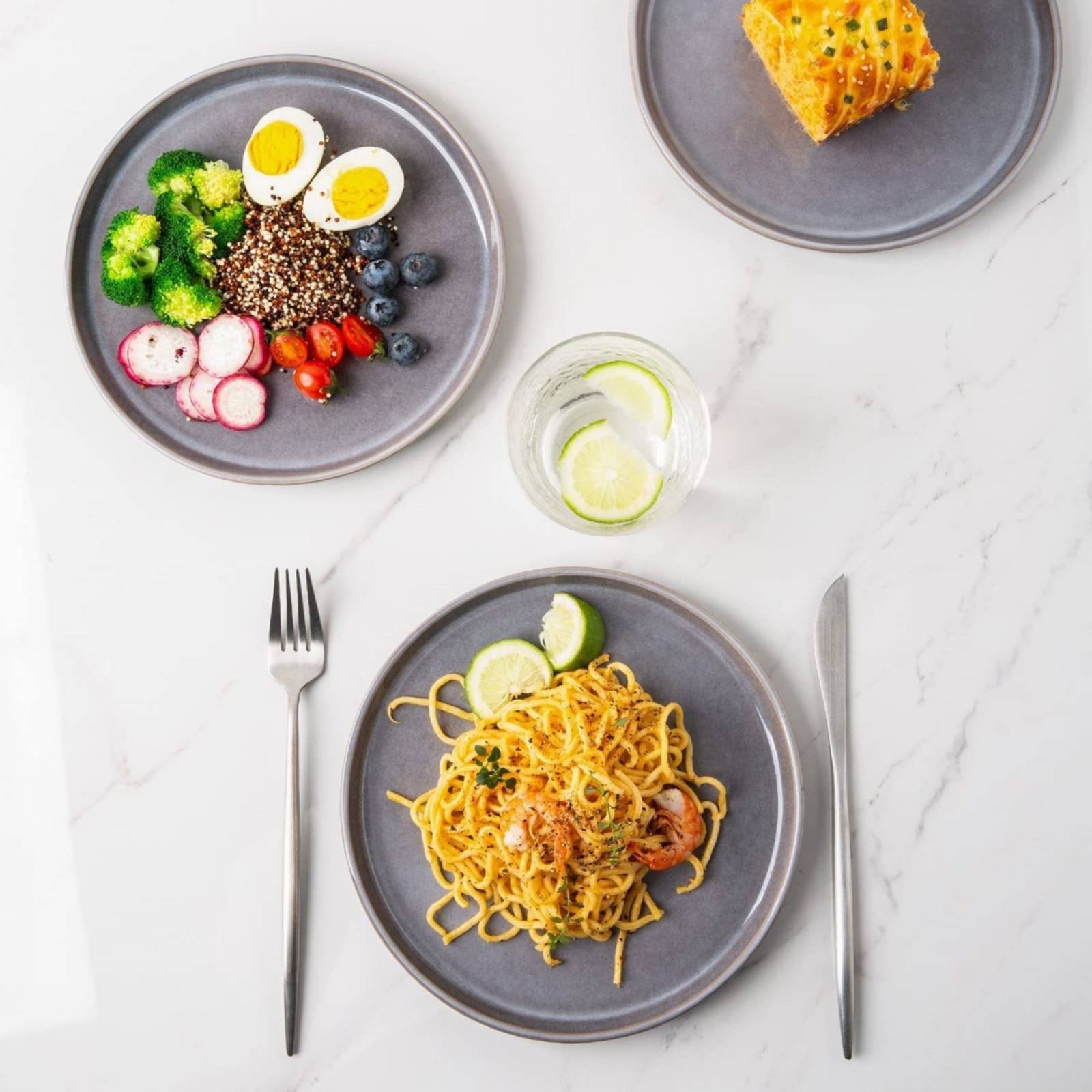 Set Vajilla Gres Gris Amorarc 12pz