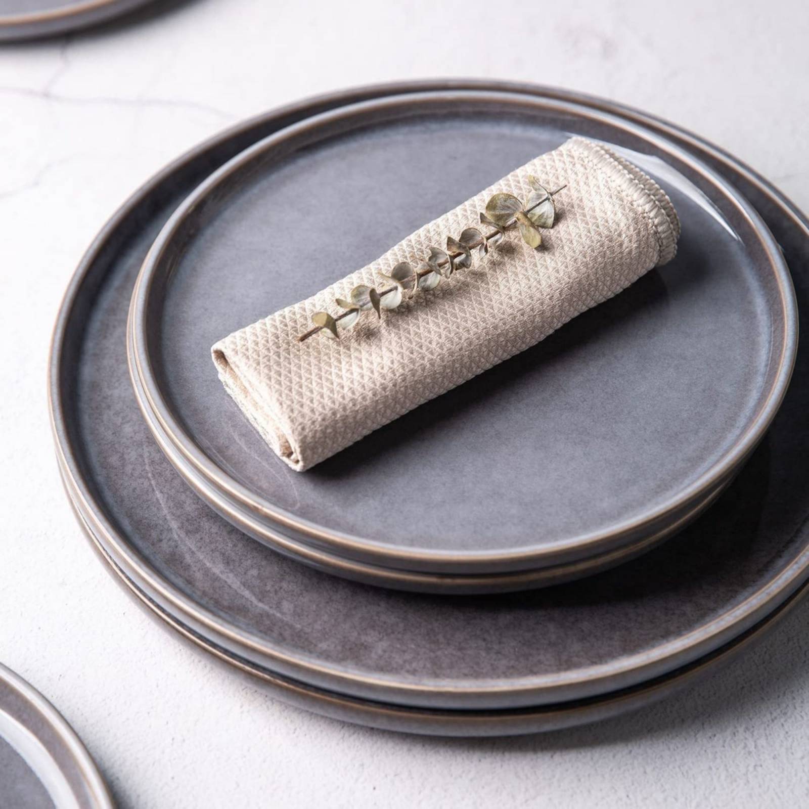 Set Vajilla Gres Gris Amorarc 12pz