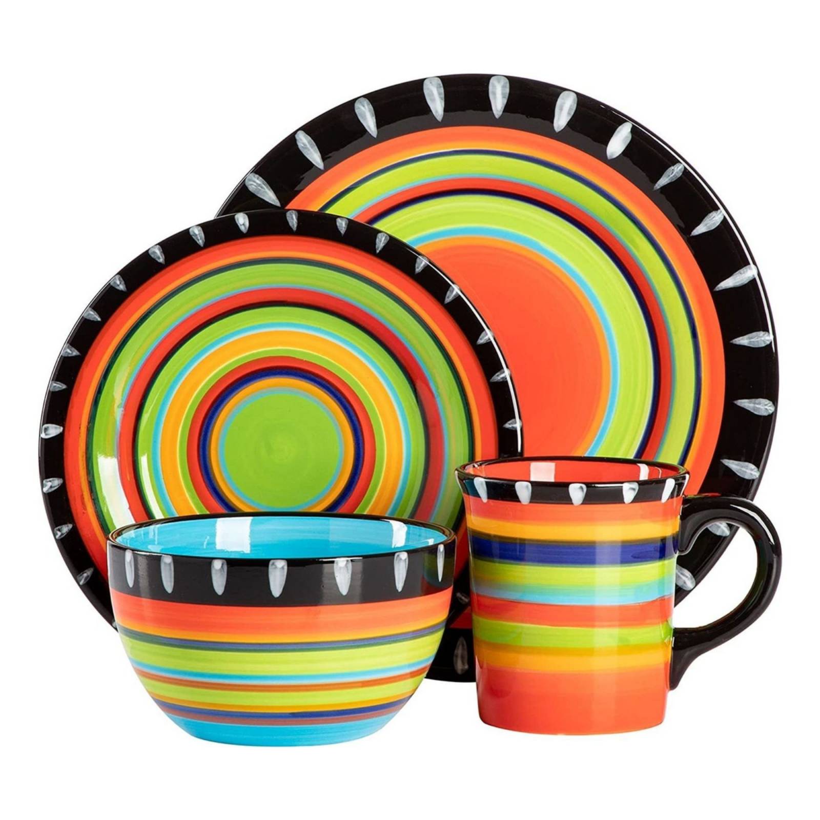 Set Vajilla Gibson Elite Feliz 16 Piezas Multicolor Cerámica