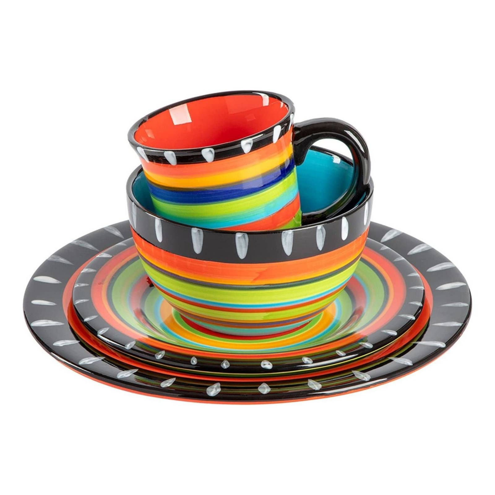 Set Vajilla Gibson Elite Feliz 16 Piezas Multicolor Cerámica