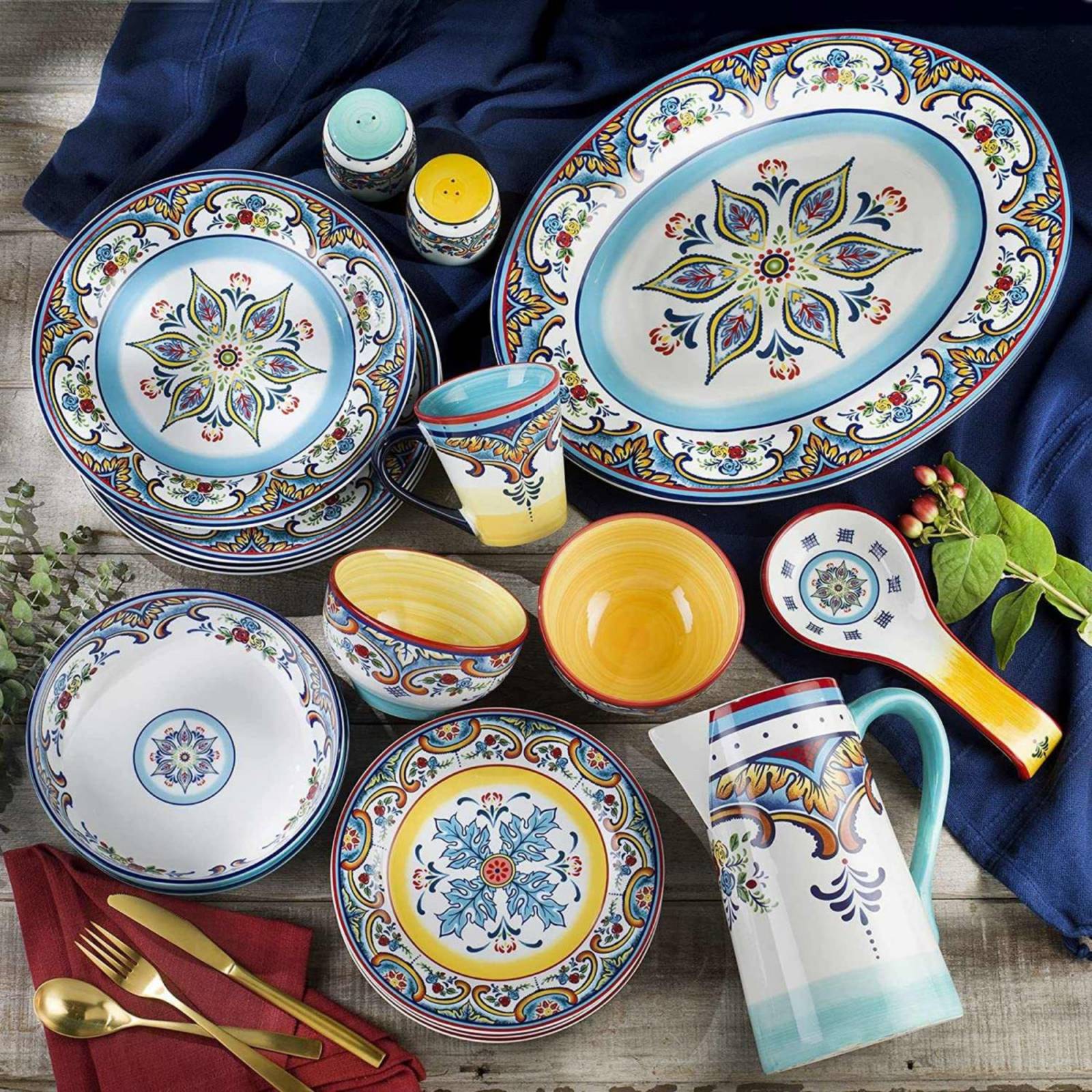 Euro Ceramica Zanzibar - Set di 4 ciotole per pasta