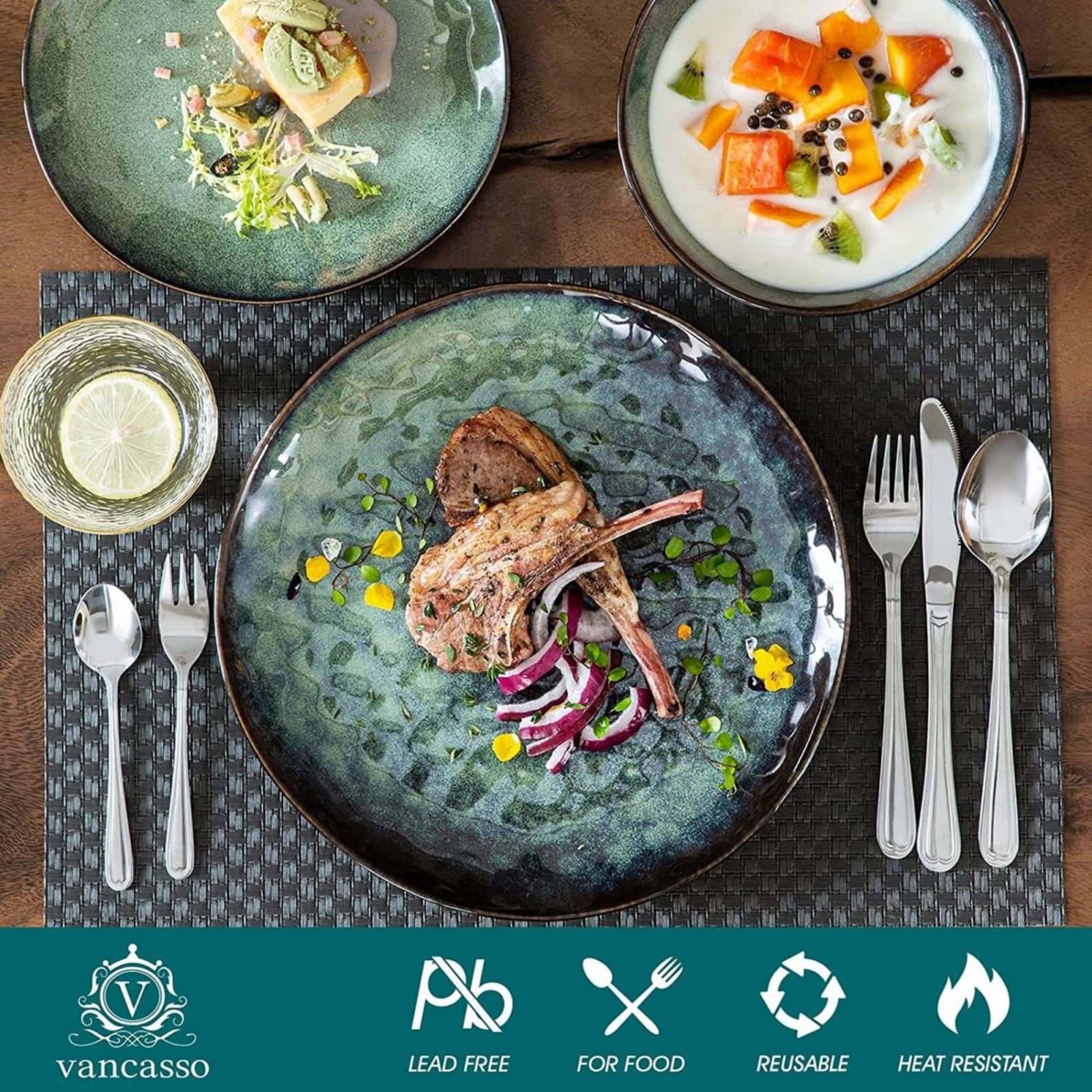 Set Vajilla Estrellada Vancasso, 12 Piezas, Verde