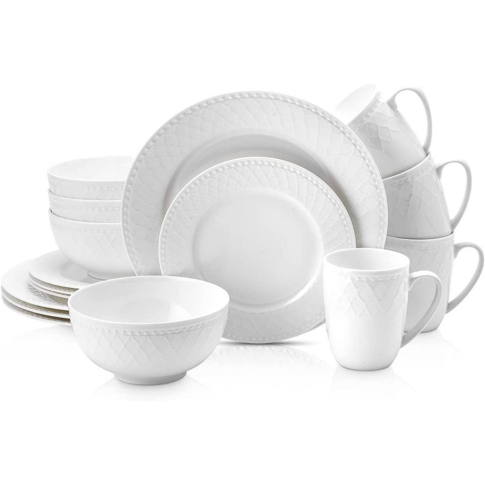 Set Vajilla Porcelana Stonelain 16pz Blanco