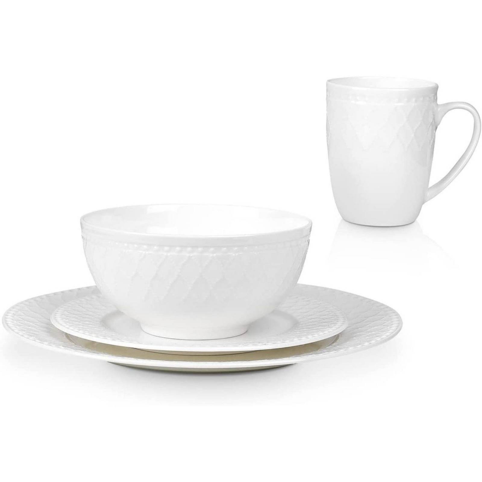 Set Vajilla Porcelana Stonelain 16pz Blanco