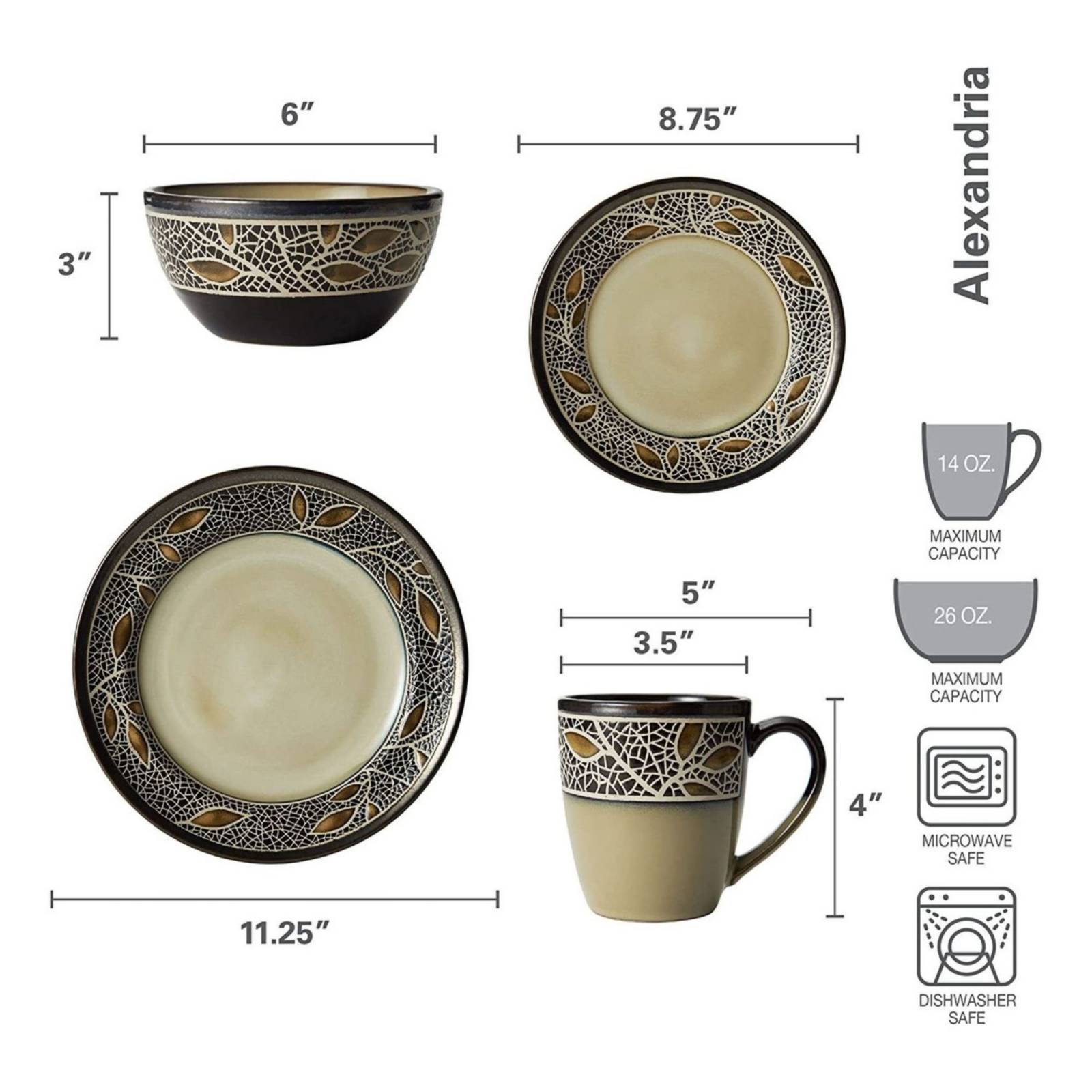 Set Vajilla Gourmet Basics 16 Piezas Café Cerámica