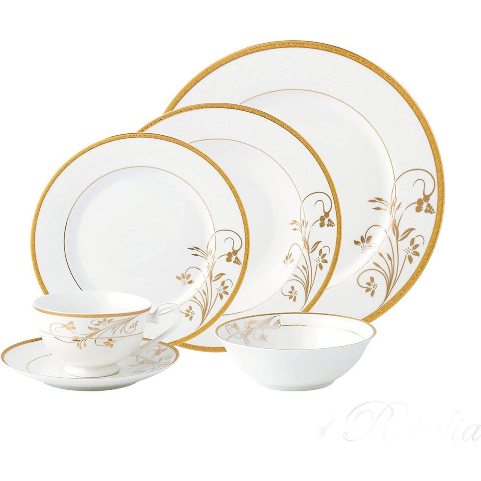 Set Vajilla Oro Porcelana La Luna 57 Piezas
