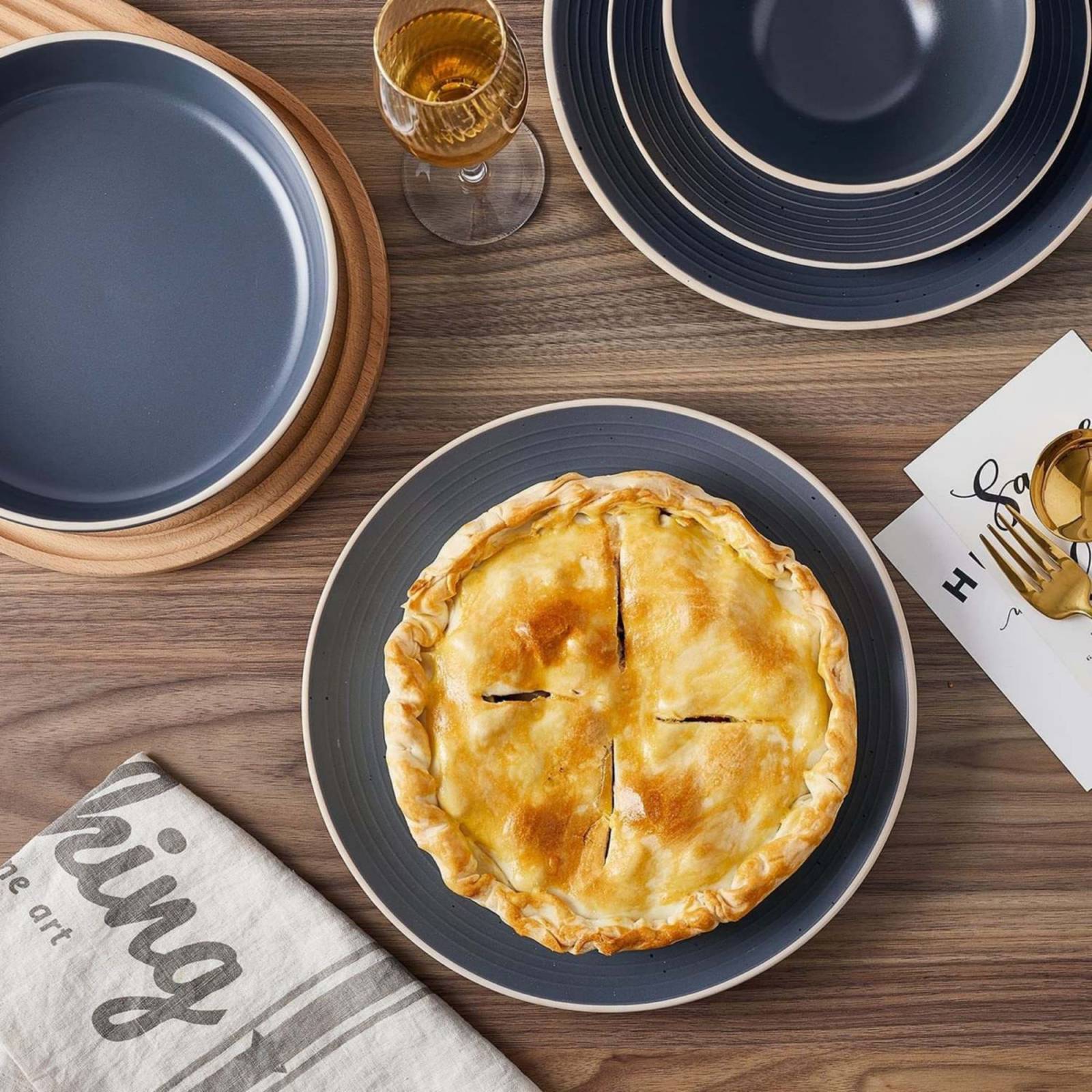 Juego Vajilla Stone Lain Lauren 16p Carbón Cerámica