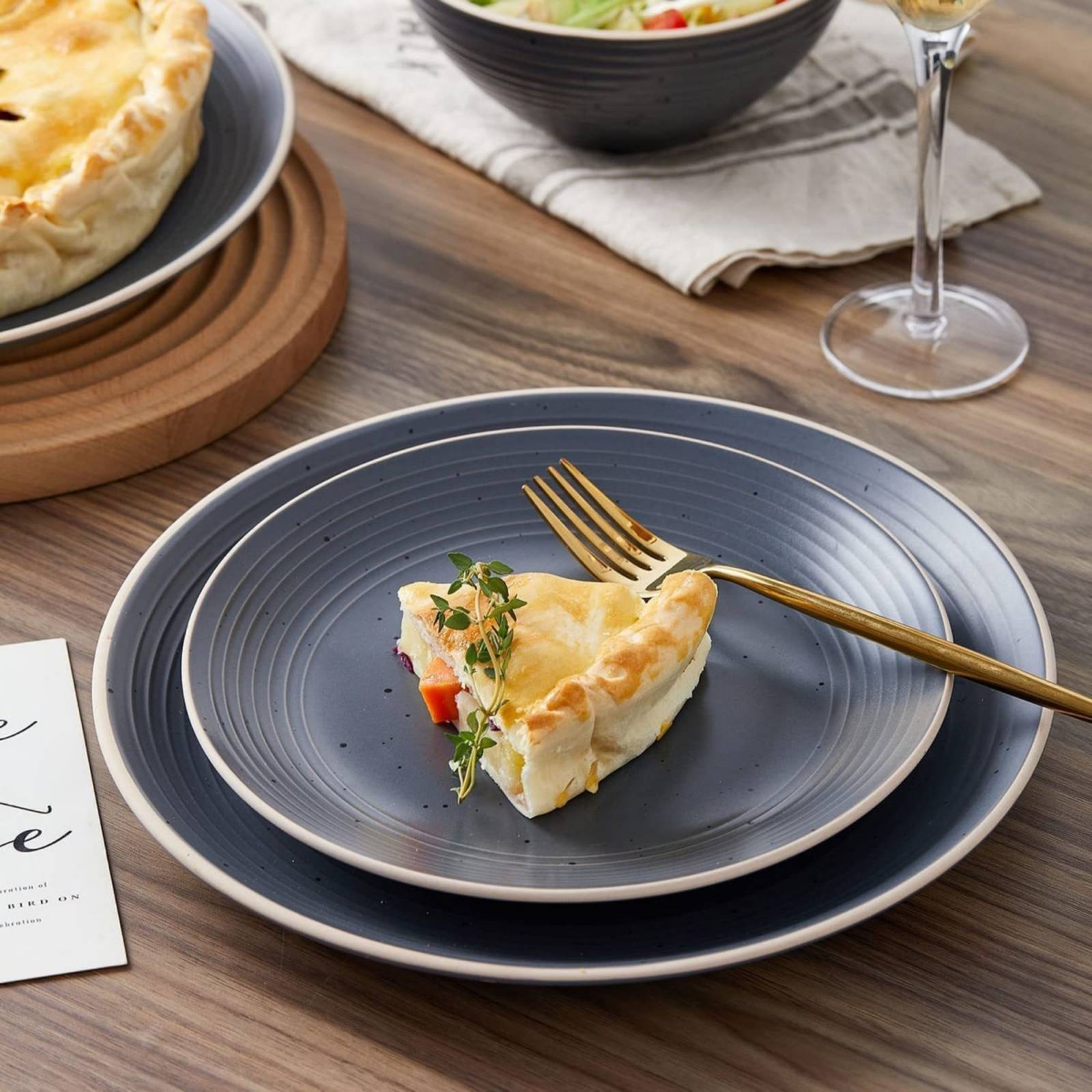 Juego Vajilla Stone Lain Lauren 16p Carbón Cerámica