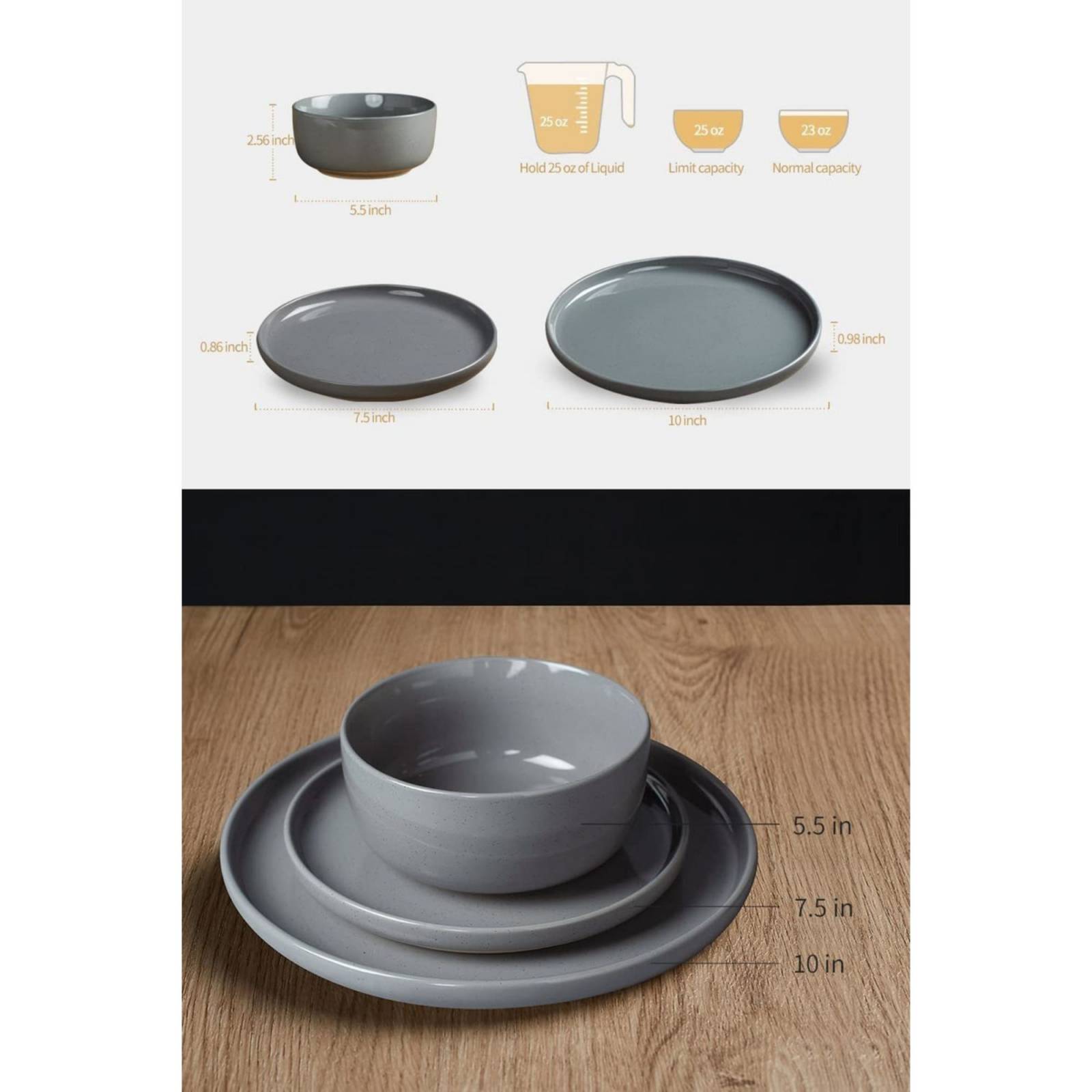 Set Vajilla Famiware 12pz Gris Oscuro