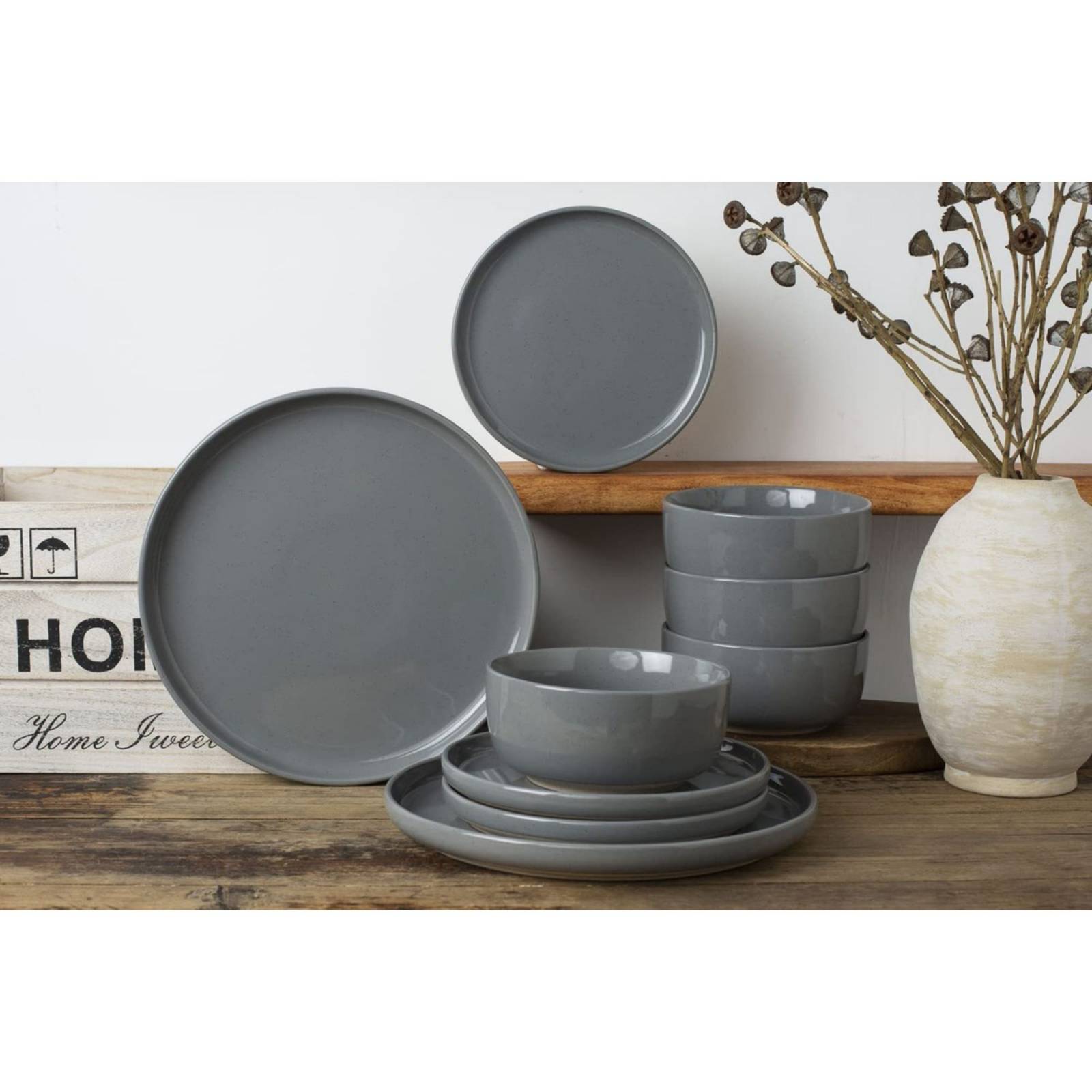 Set Vajilla Famiware 12pz Gris Oscuro