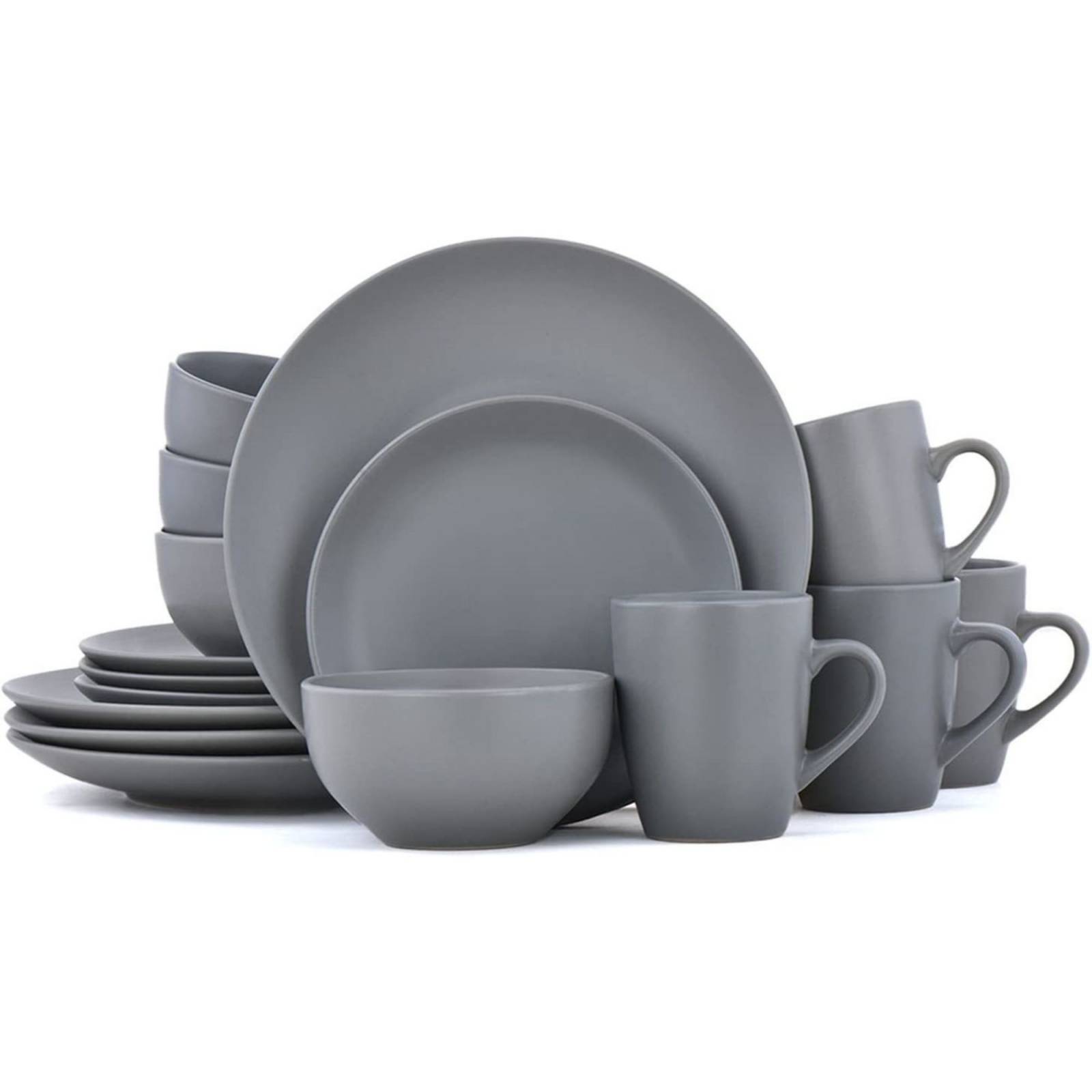 Set Vajilla Porcelana Gris Mate Famiware 16 Piezas
