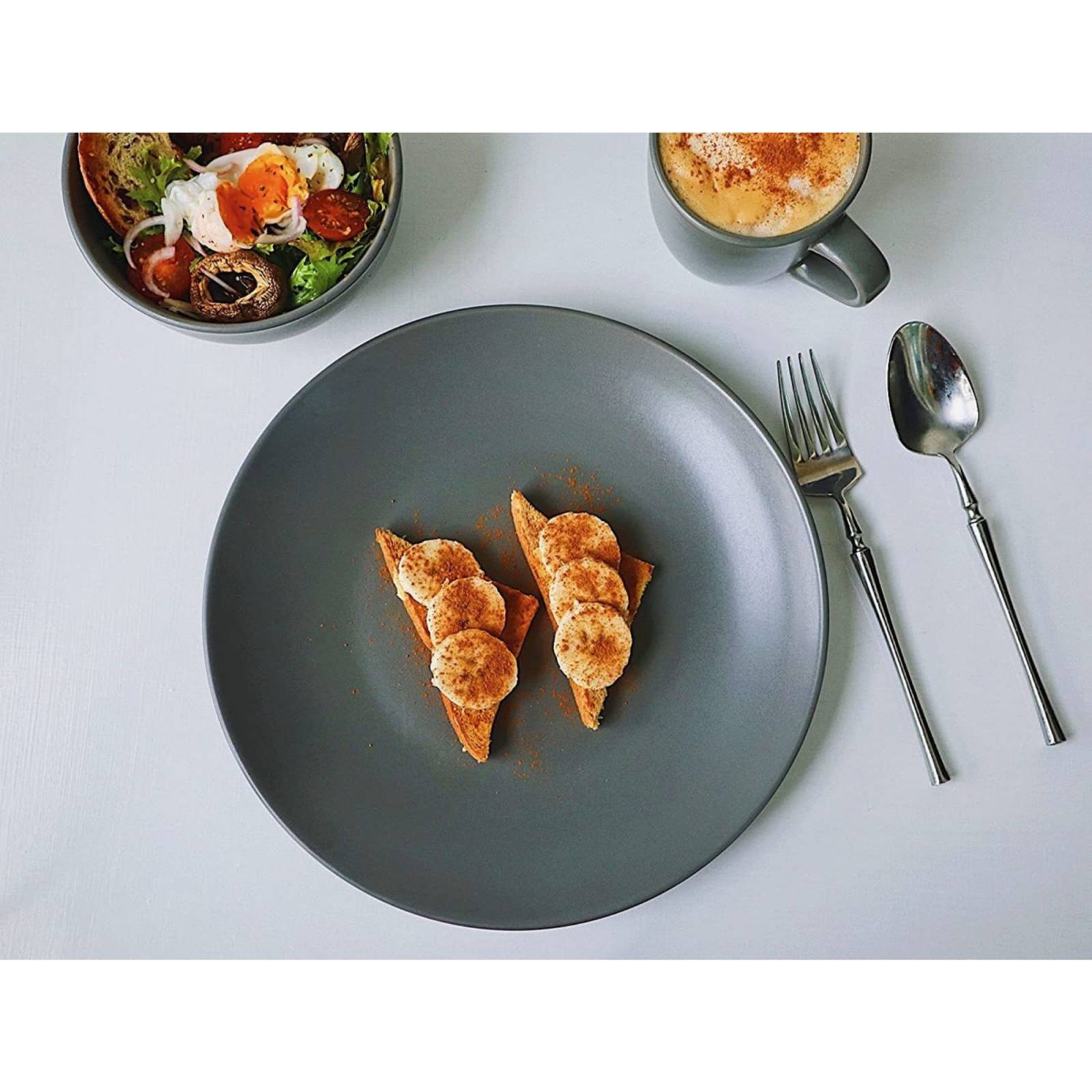 Set Vajilla Porcelana Gris Mate Famiware 16 Piezas