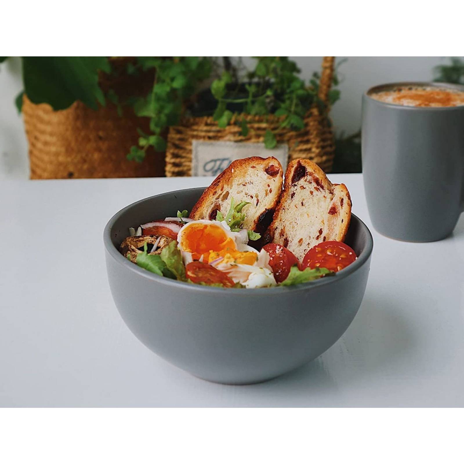 Set Vajilla Porcelana Gris Mate Famiware 16 Piezas