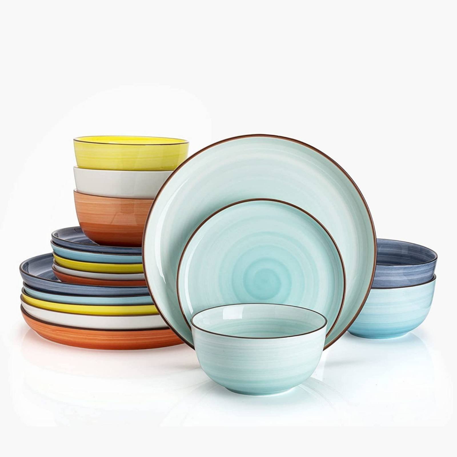 Vajilla de 18 piezas de cerámica en multicolor