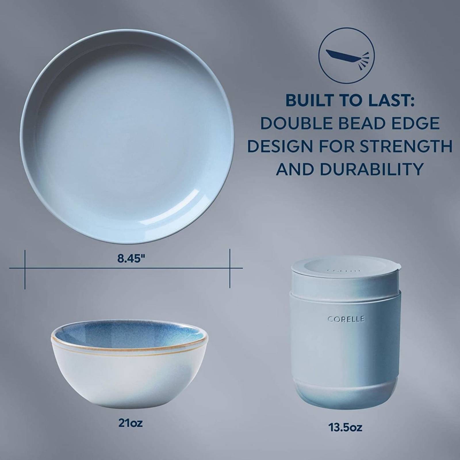 Set Vajilla Azul Nórdico Corelle 16 Piezas