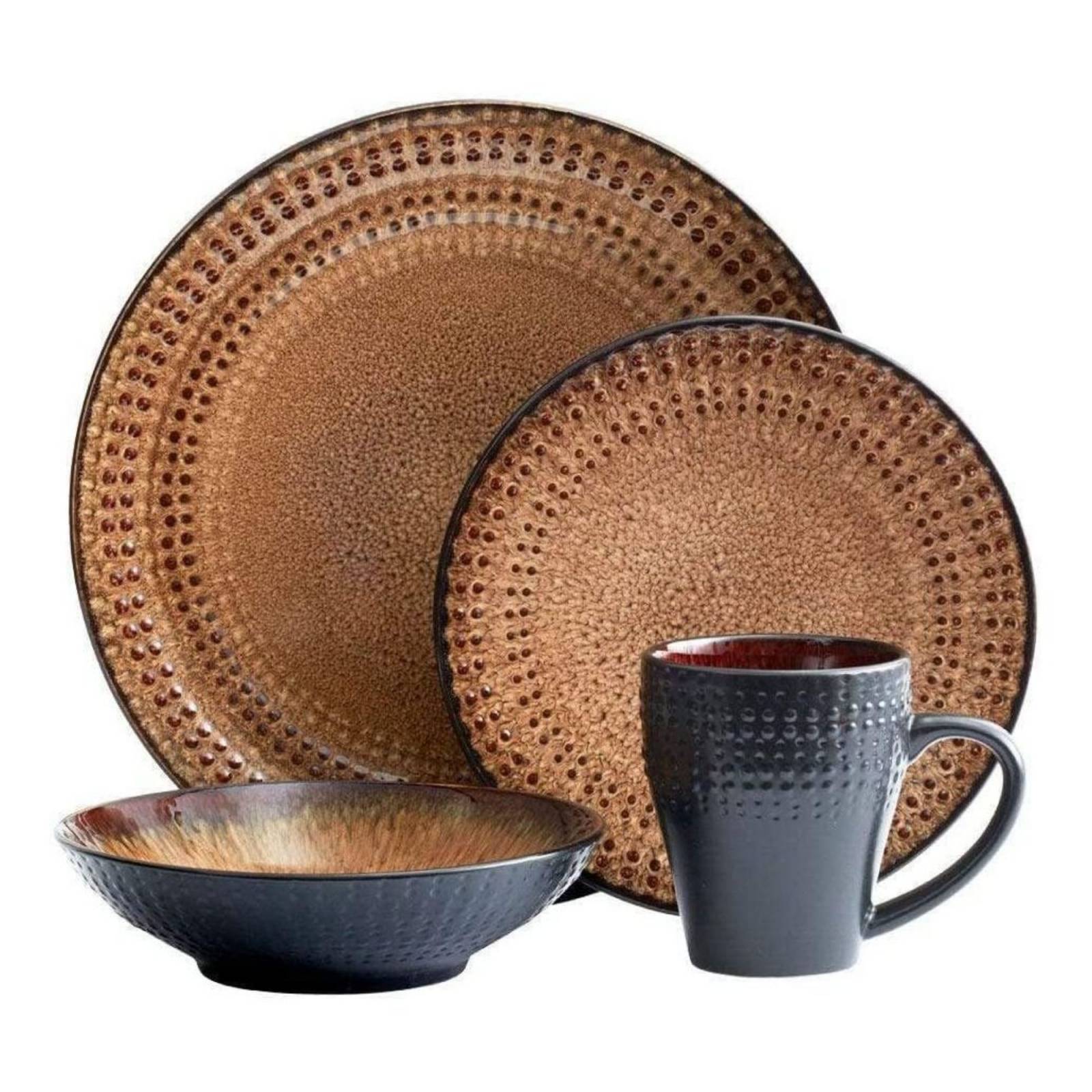 Set Vajilla Pfaltzgraff Cambria 16pz Marrón Oscuro