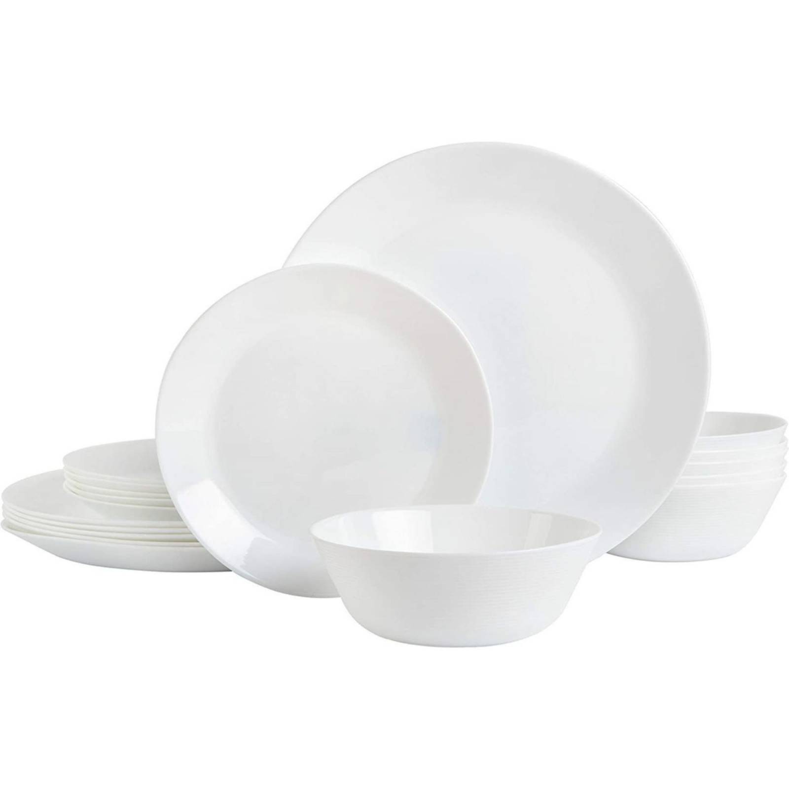 Set Vajilla Gibson Home Ultra-resistente, 18 Piezas, Blanco