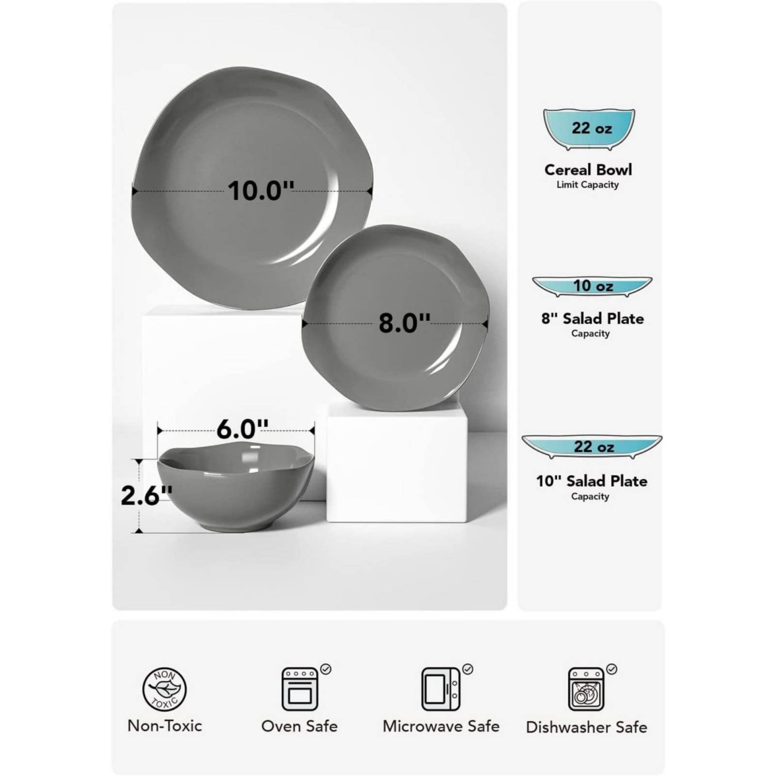 Set Vajilla Le Tauci Cinewars 12 Piezas Gris Cerámica