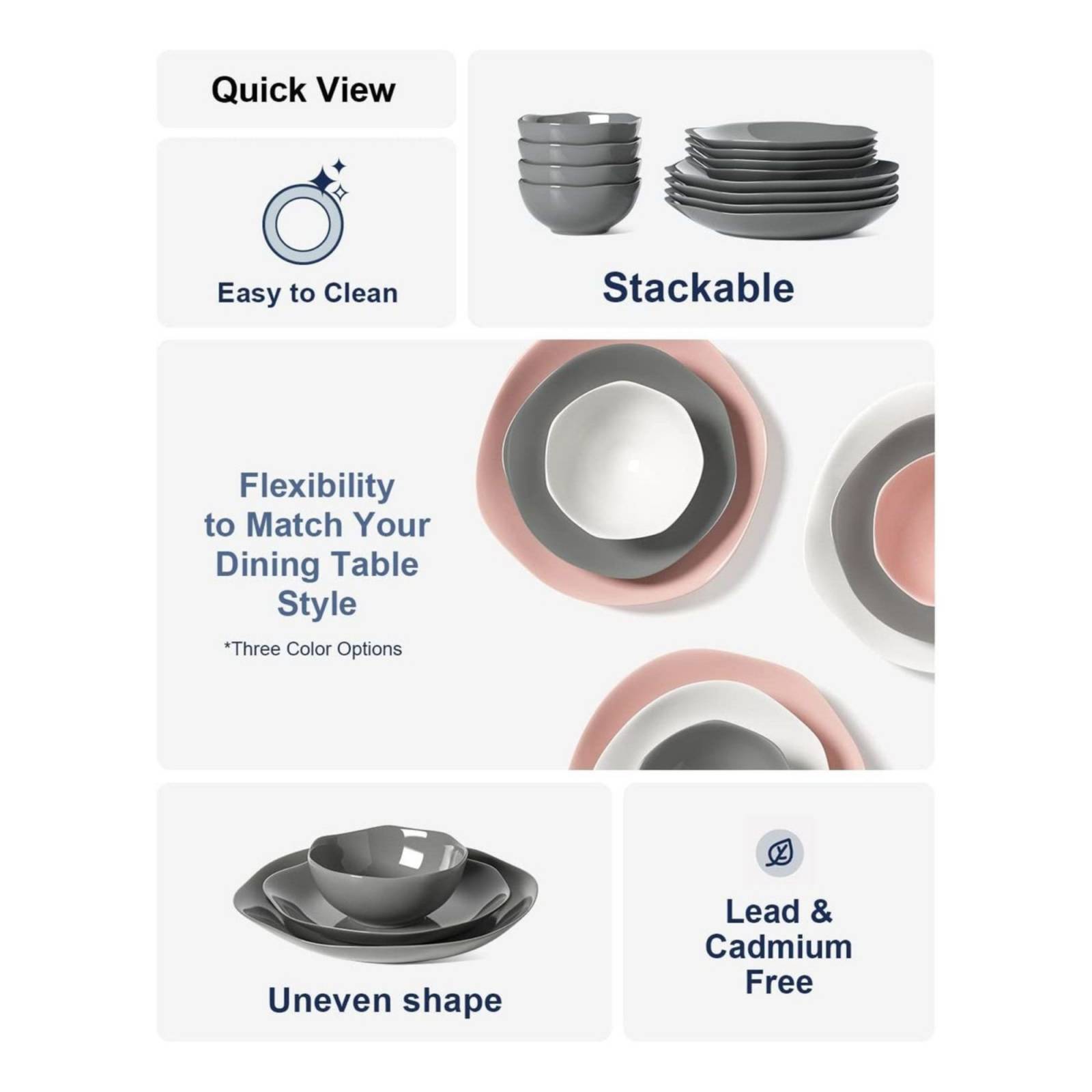 Set Vajilla Le Tauci Cinewars 12 Piezas Gris Cerámica