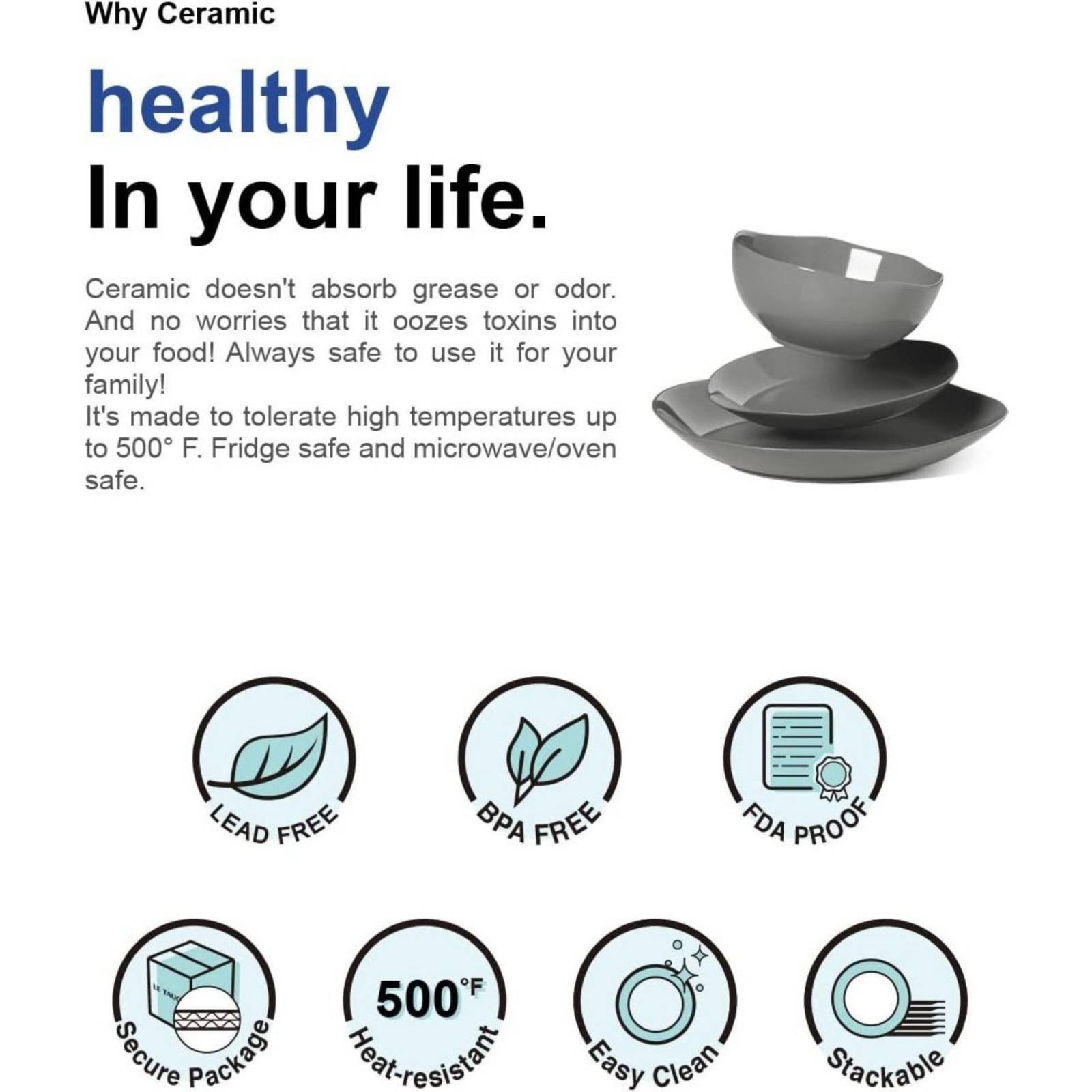 Set Vajilla Le Tauci Cinewars 12 Piezas Gris Cerámica