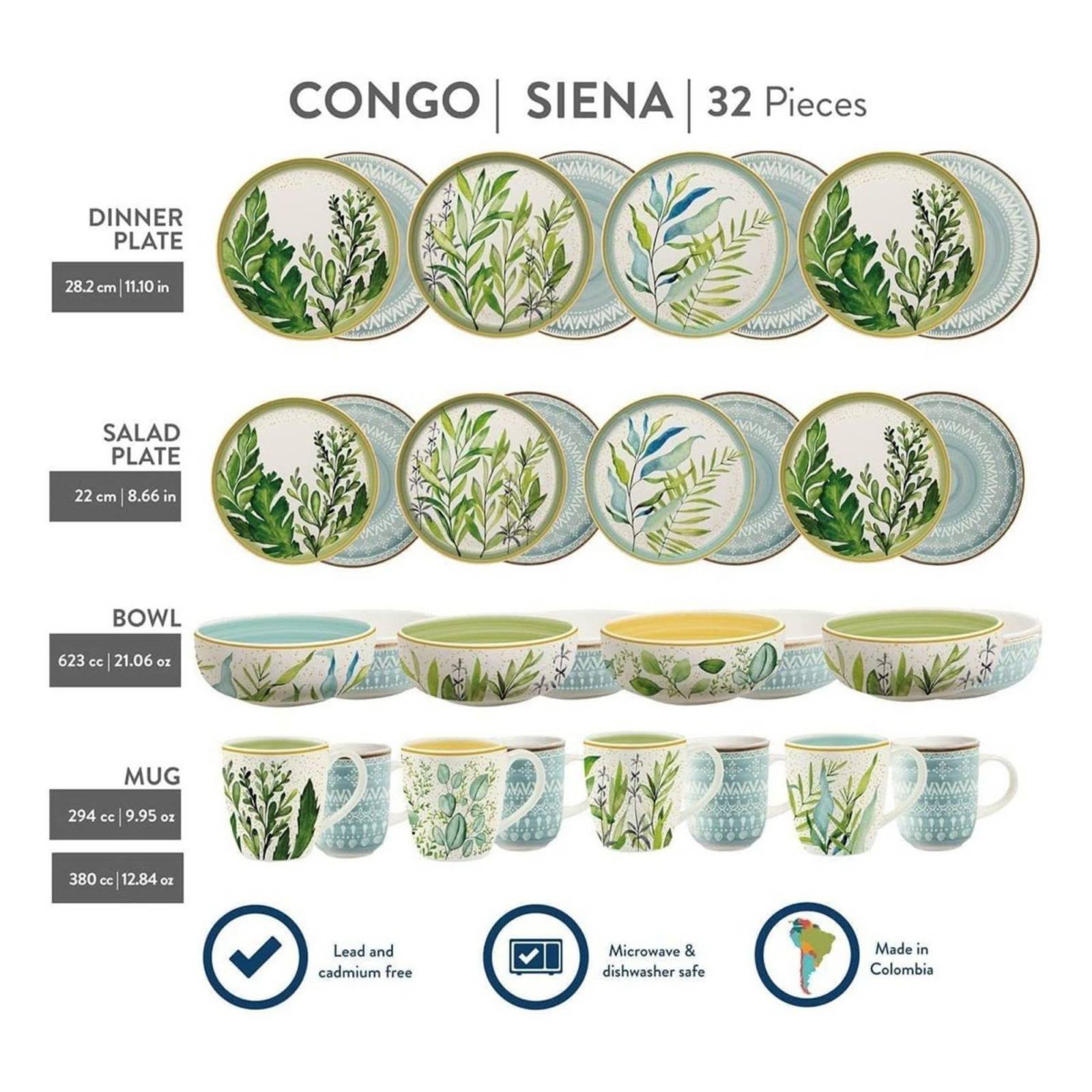 Set Vajilla Étnico Corona Cinebistra 32pz