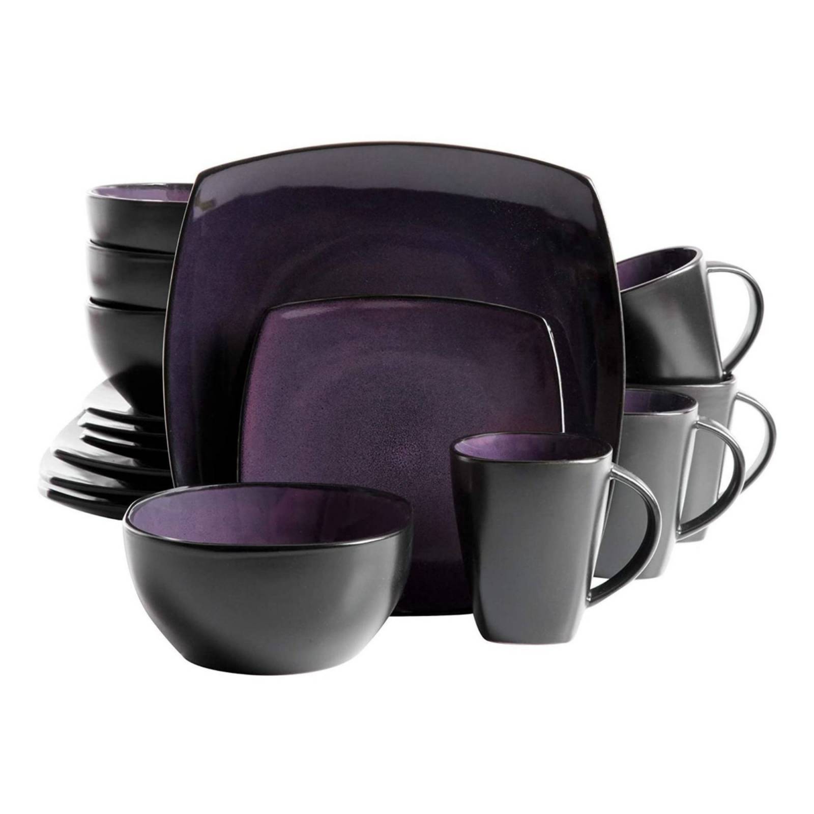 Juego De Vajilla 16 Piezas De Cerámica Gibson Elite Morado