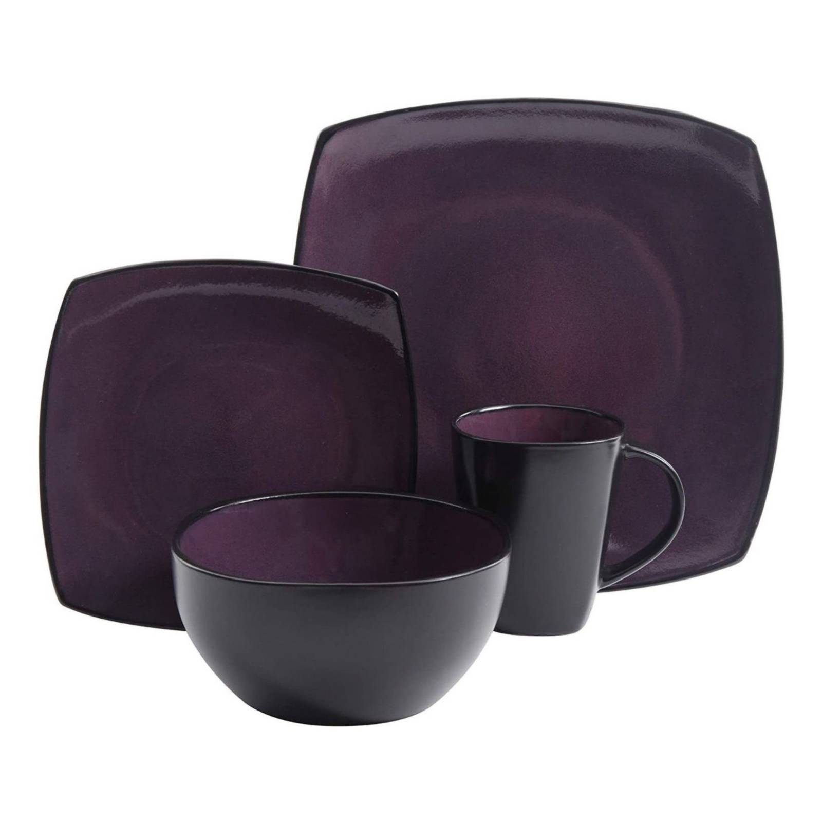 Juego De Vajilla 16 Piezas De Cerámica Gibson Elite Morado