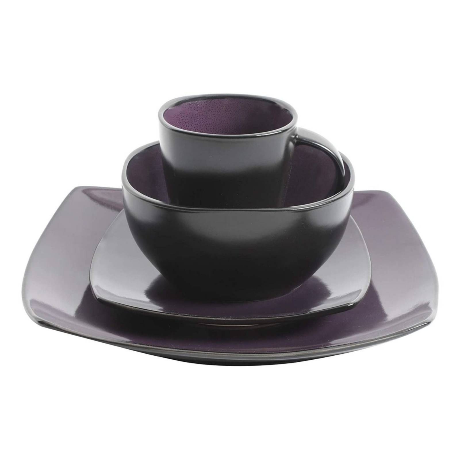 Juego De Vajilla 16 Piezas De Cerámica Gibson Elite Morado
