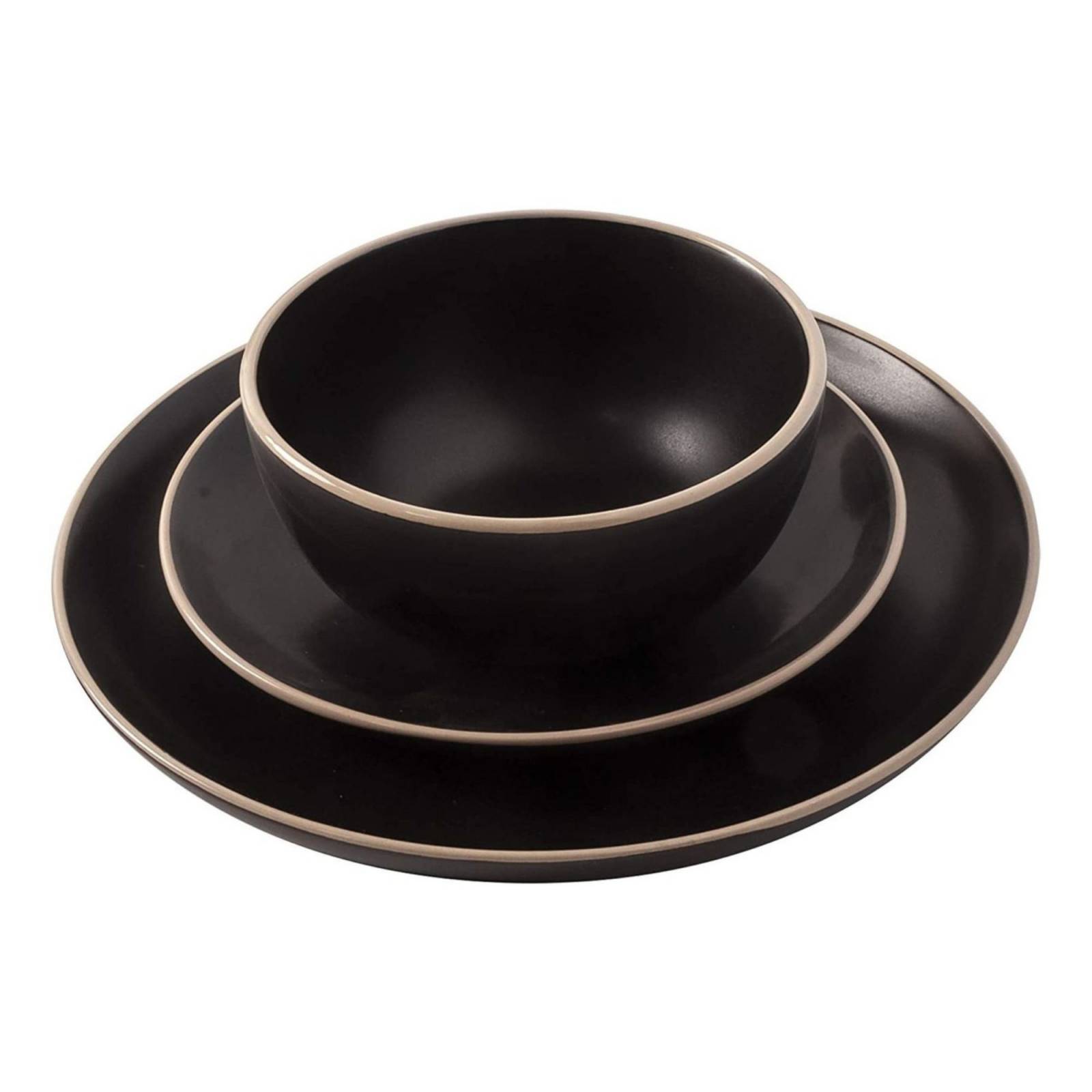 Juego De Vajilla De 12 Piezas De Cerámica Gibson Home Negro