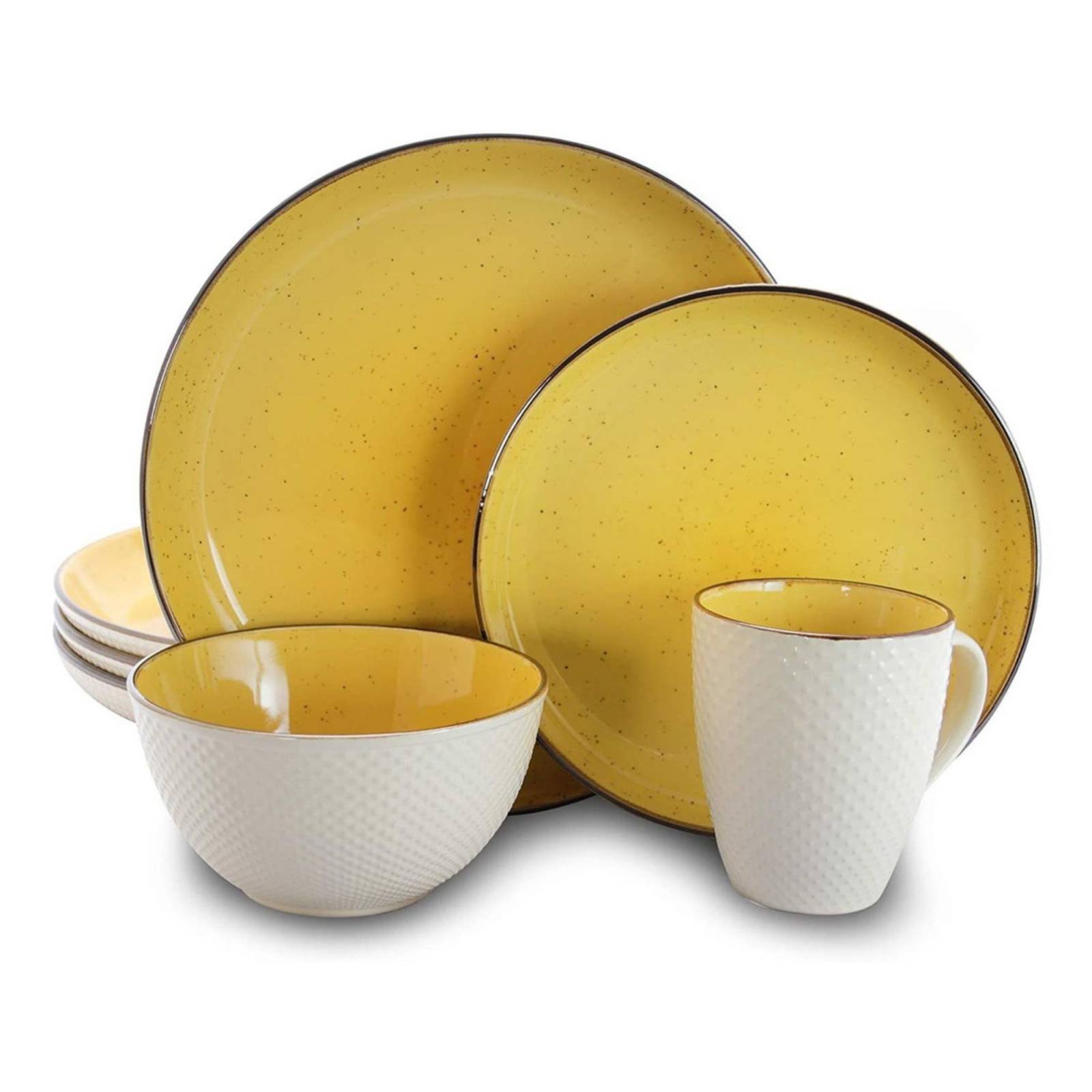 Juego De Vajilla De 16 Piezas De Cerámica Elama Amarillo