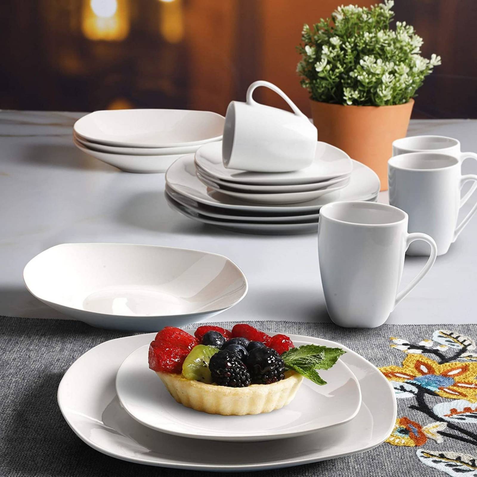 Juego De Vajilla De 16 Piezas De Porcelana Gibson Home