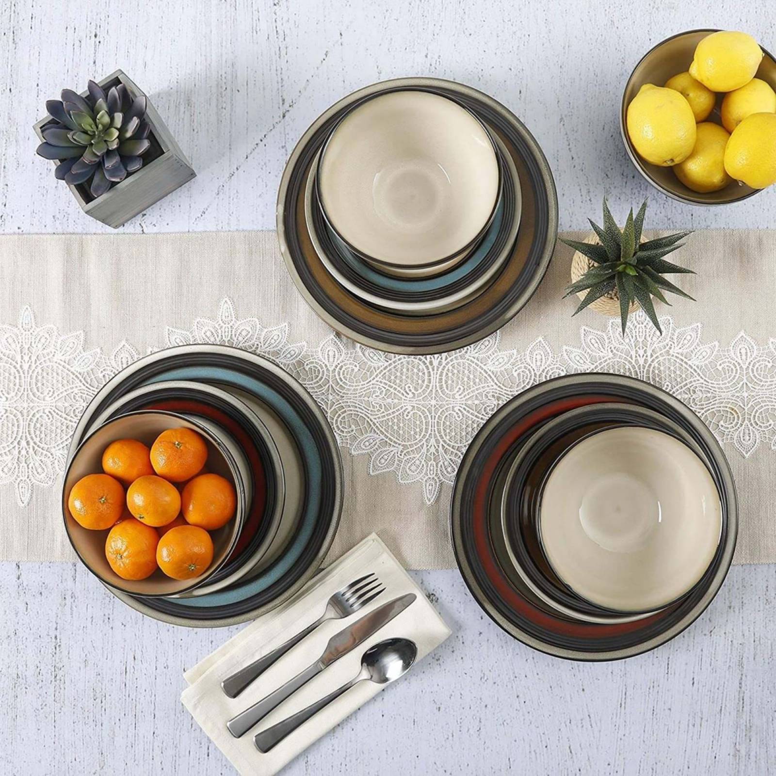 Juego De Vajilla De 12 Piezas De Cerámica Gibson Elite