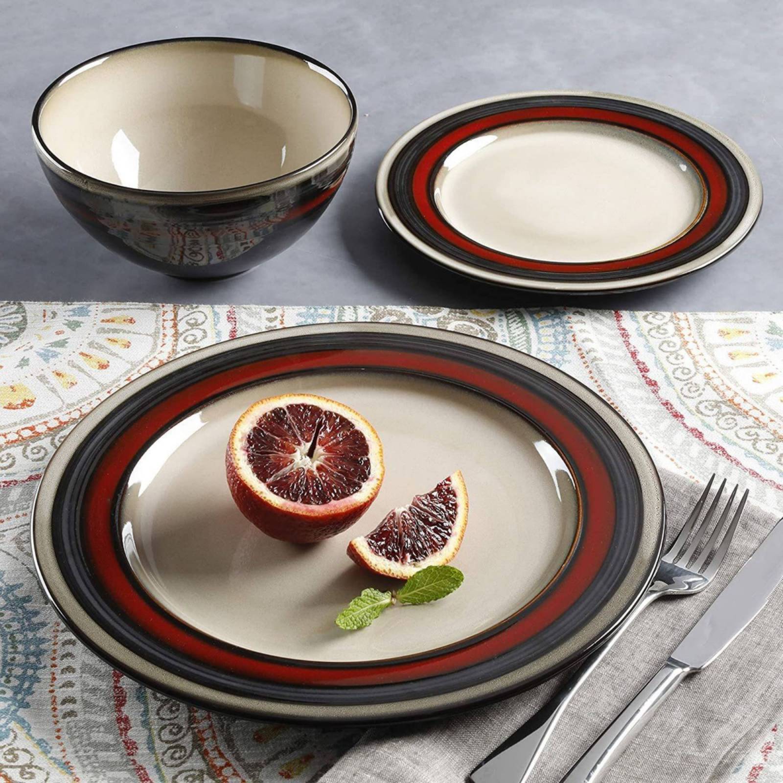 Juego De Vajilla De 12 Piezas De Cerámica Gibson Elite