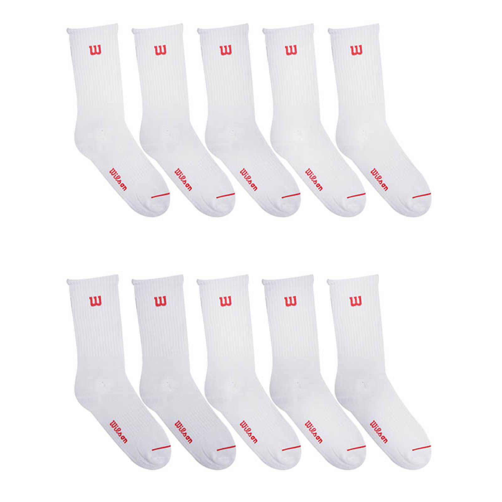 PAQUETE CALCETINES CALCETA CABALLERO WILSON SIN FELPA 10 PARES BLANCO LISO UNITALLA(25cm-29cm)