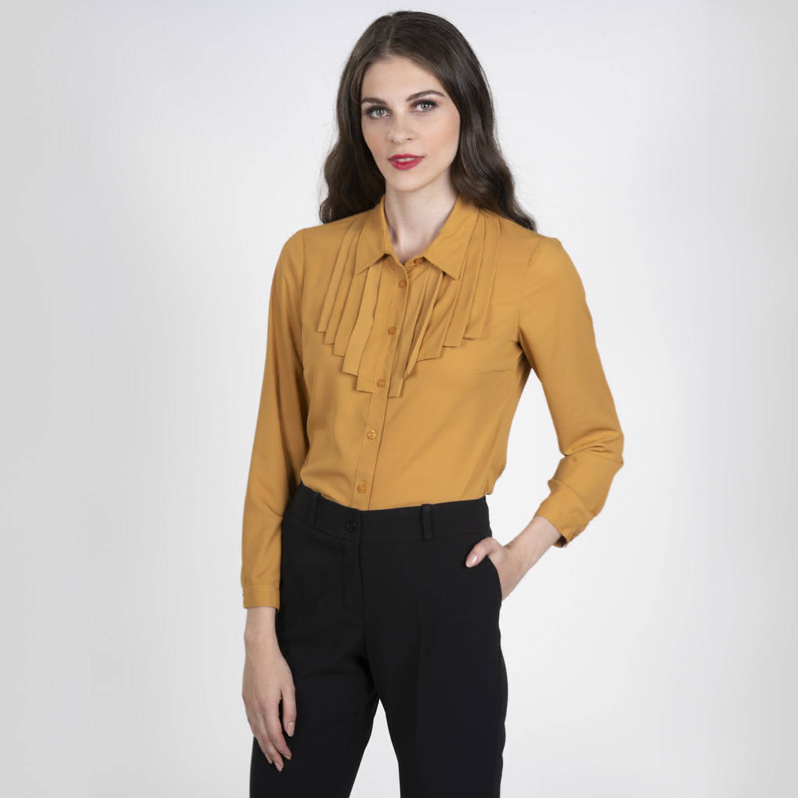 Blusa para Dama  Petite Amori Mostaza Manga Larga