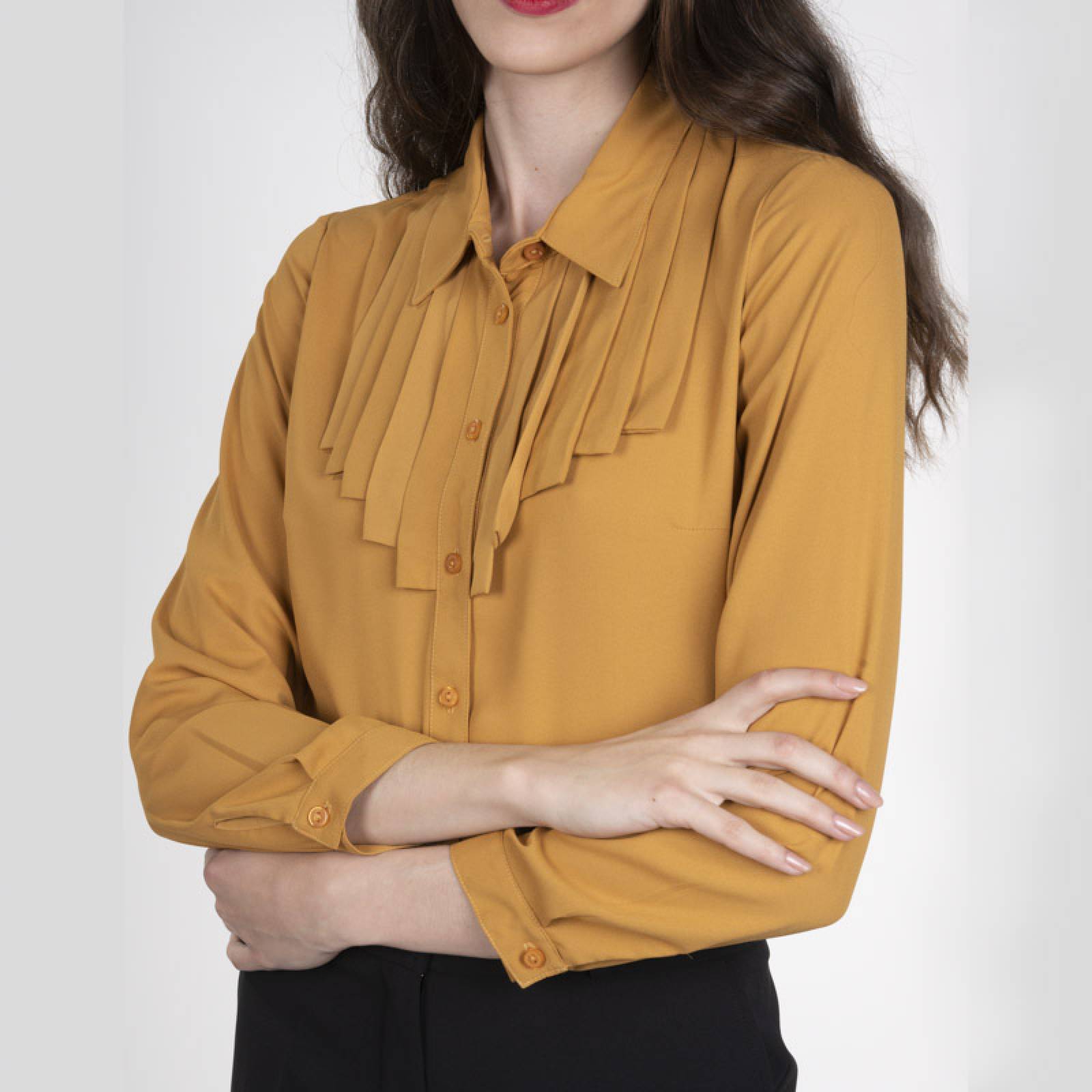 Blusa para Dama  Petite Amori Mostaza Manga Larga