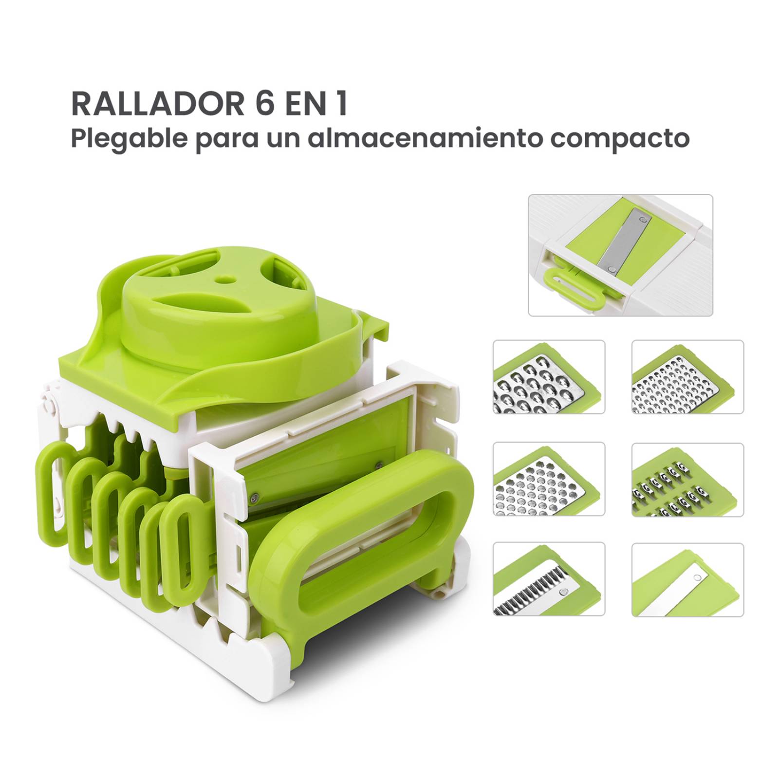 Rallador de Verduras Manual Hiperware 6 en 1 Plegable Color Blanco